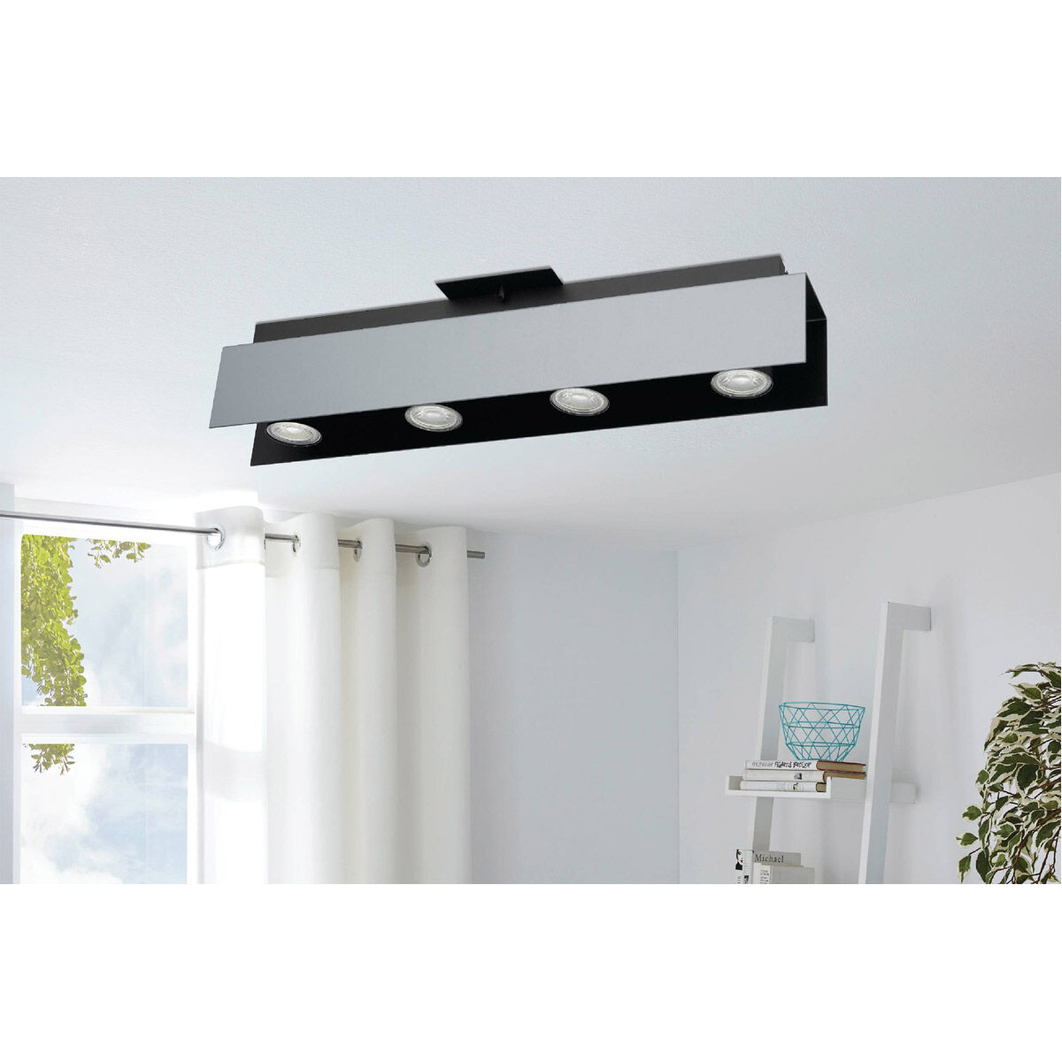 Viserba 4 Light 120 Aluminum and Black Track Light Ceiling Light