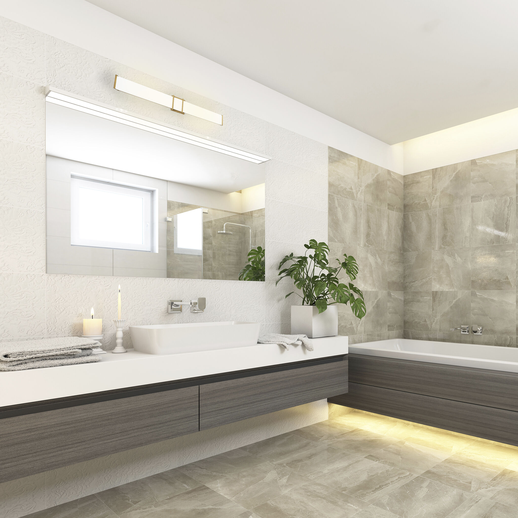 Tomero LED 35.24 inch Brushed Gold Bath Vanity Wall Light