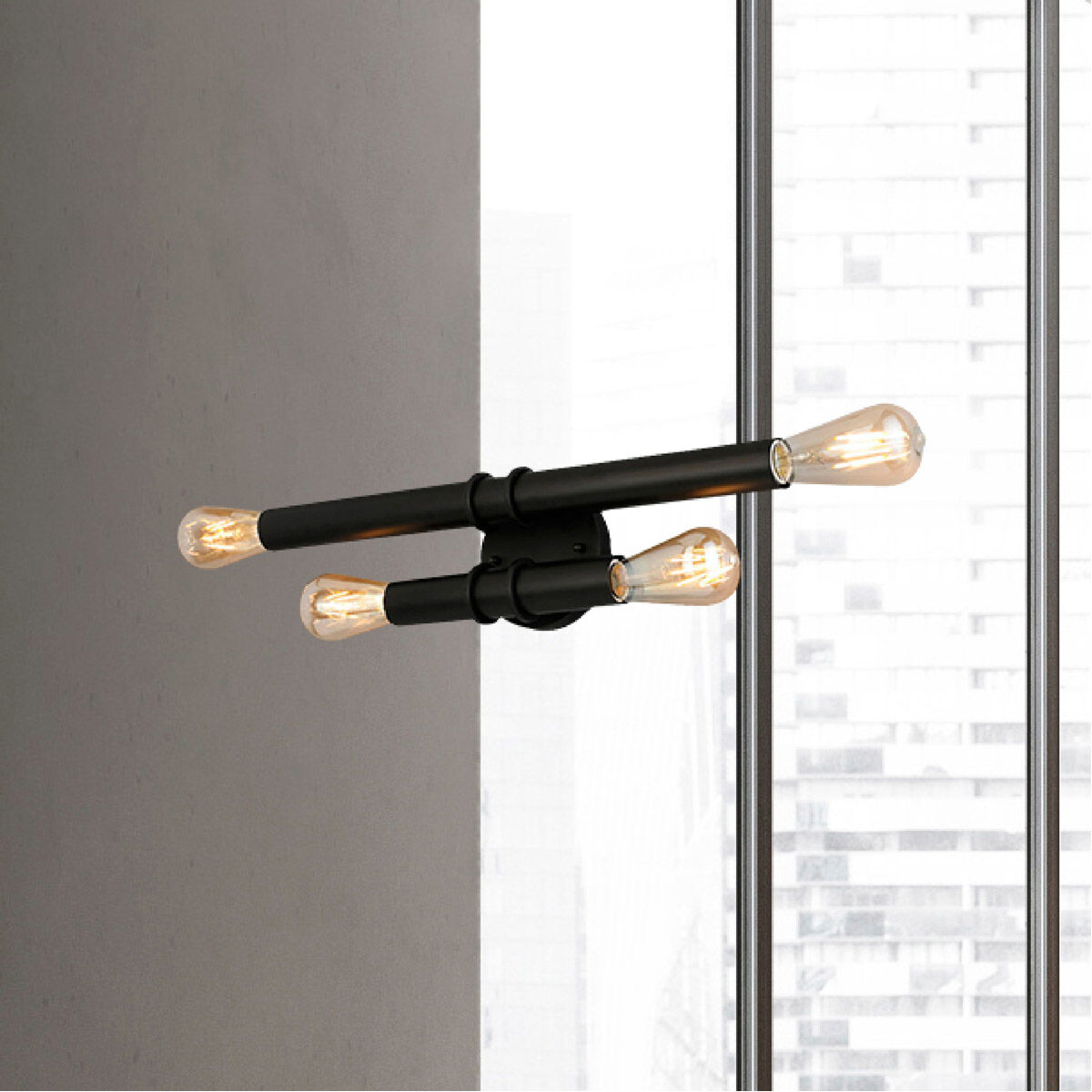 Drucker 4 Light 20.62 inch Black Bath Vanity Wall Light