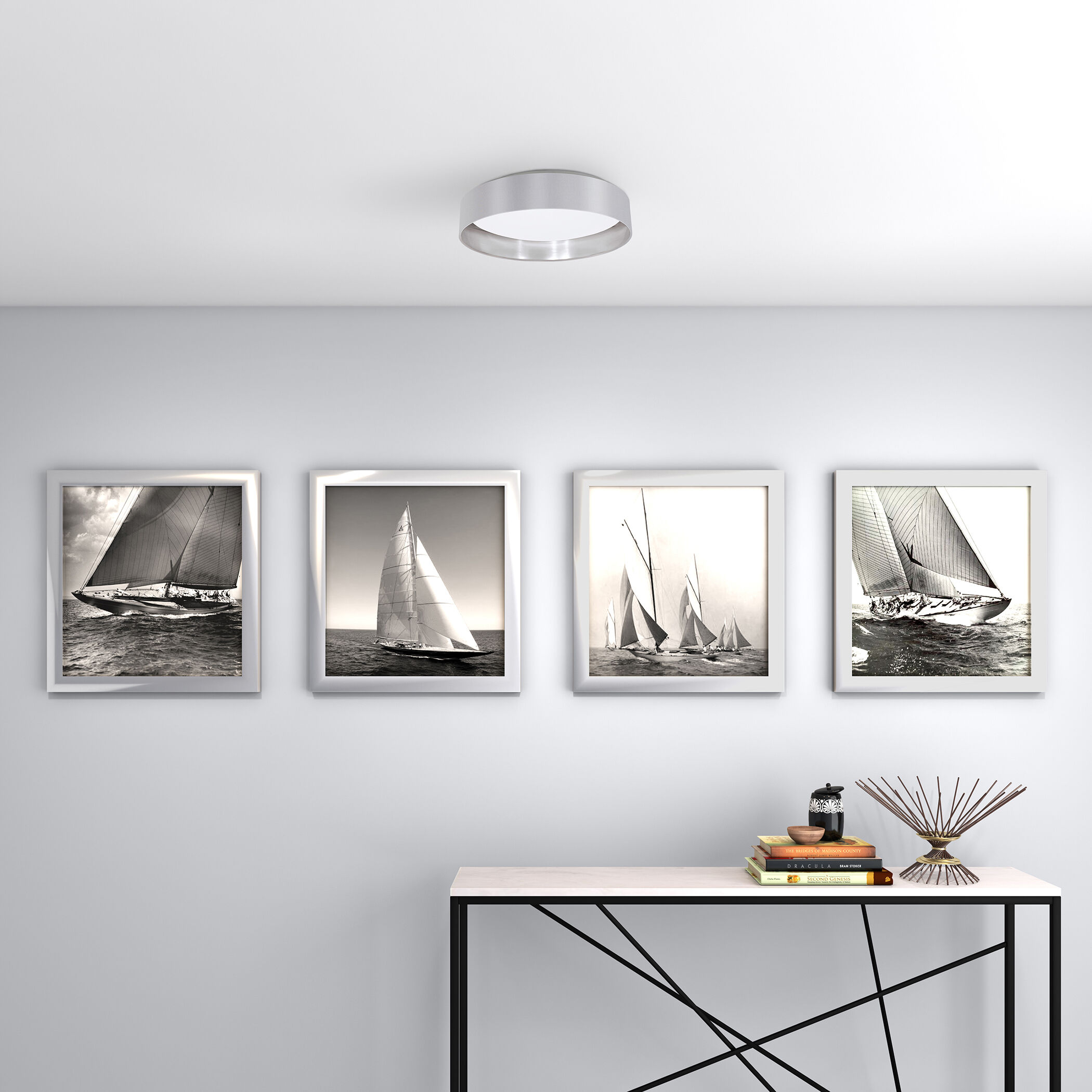 Maserlo LED 15.95 inch Grey and Silver Flush Mount Ceiling Light