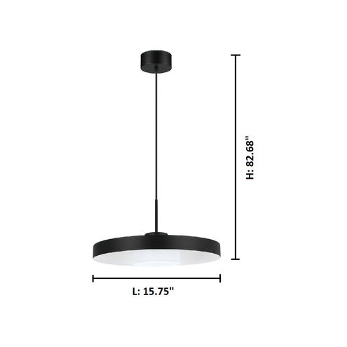Alpicella LED 16 inch Matte Black Pendant Ceiling Light 