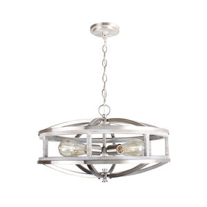 Westbury 4 Light 19 inch Painted Grey Wood Effect and Brushed Nickel Chandelier Ceiling Light