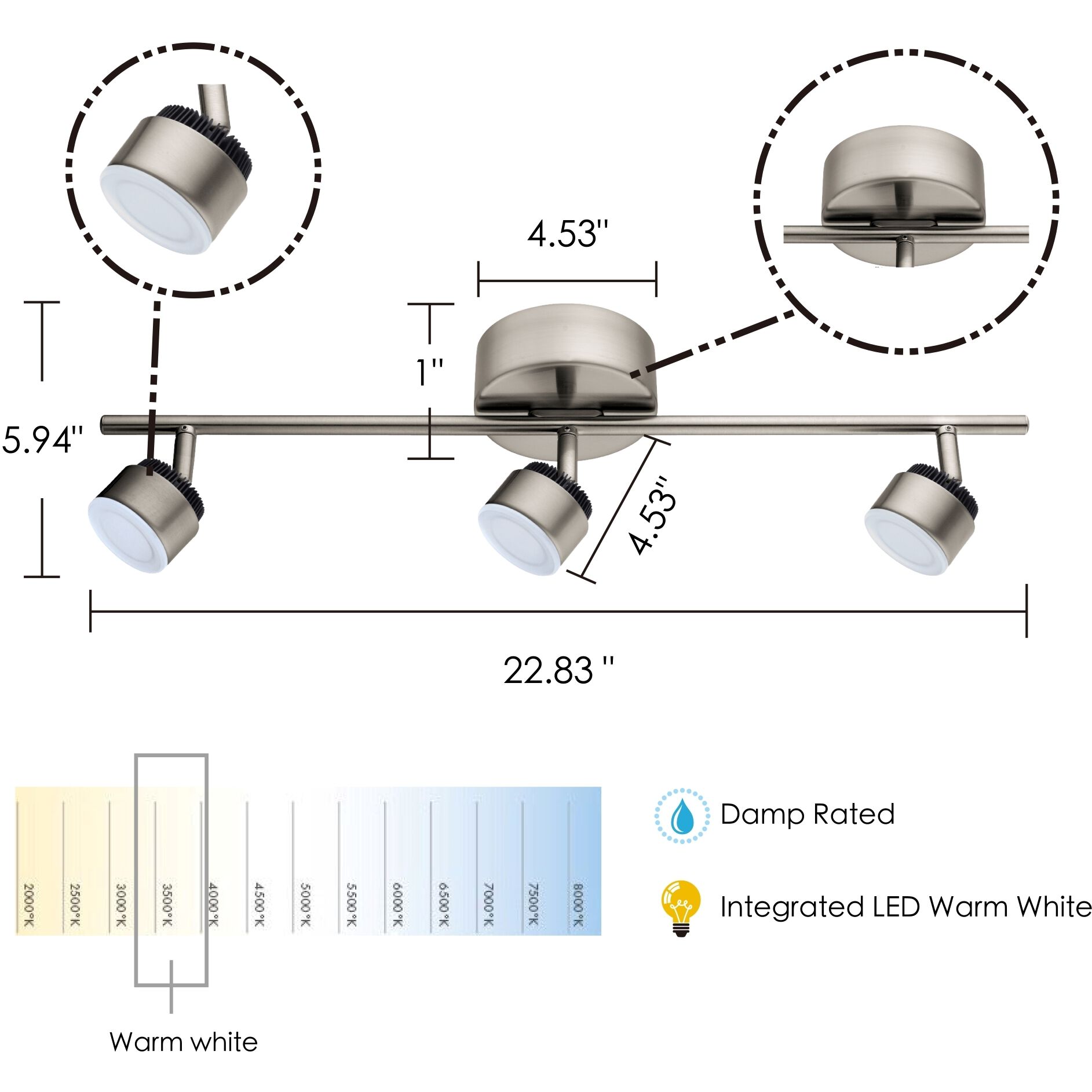 Armento 1 3 Light 120 Matte Nickel Track Light Ceiling Light