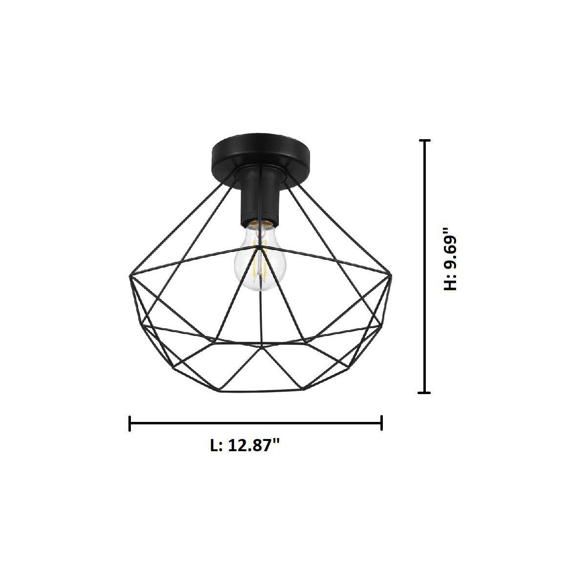 Tarbes 1 Light 12.87 inch Matte Black Flush Mount Ceiling Light