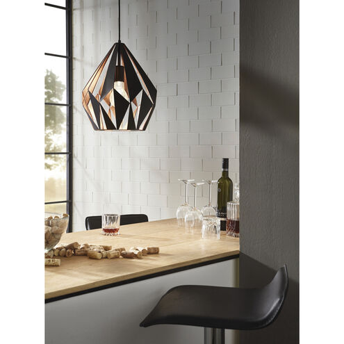 Carlton 1 Light 12.2 inch Matte Black and Copper Pendant Ceiling Light