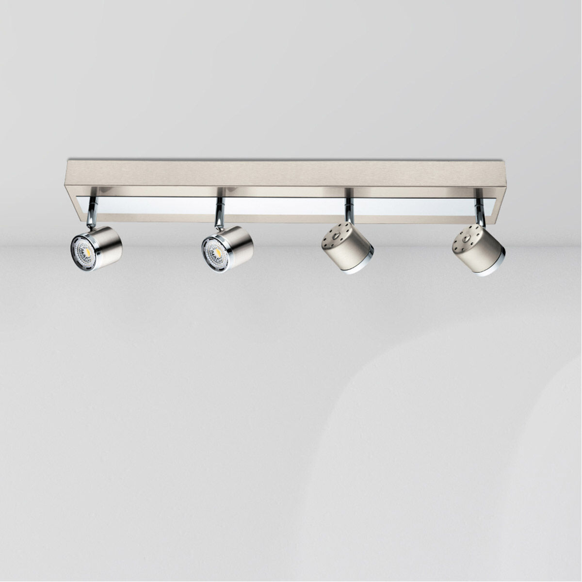 Pierino 4 Light 120 Satin Nickel and Chrome Track Light Ceiling Light