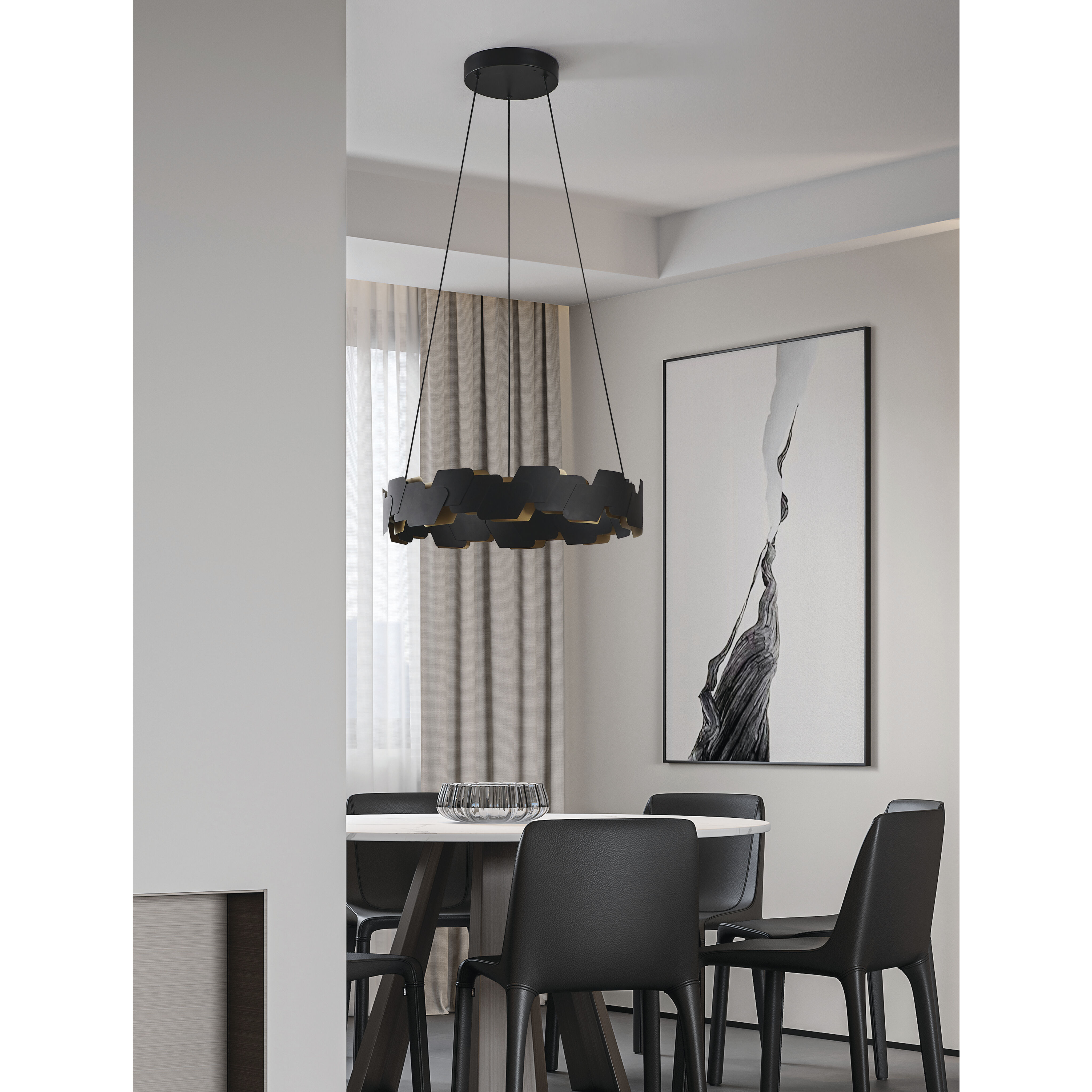 Altagracia LED 24.17 inch Black and Gold Pendant Ceiling Light