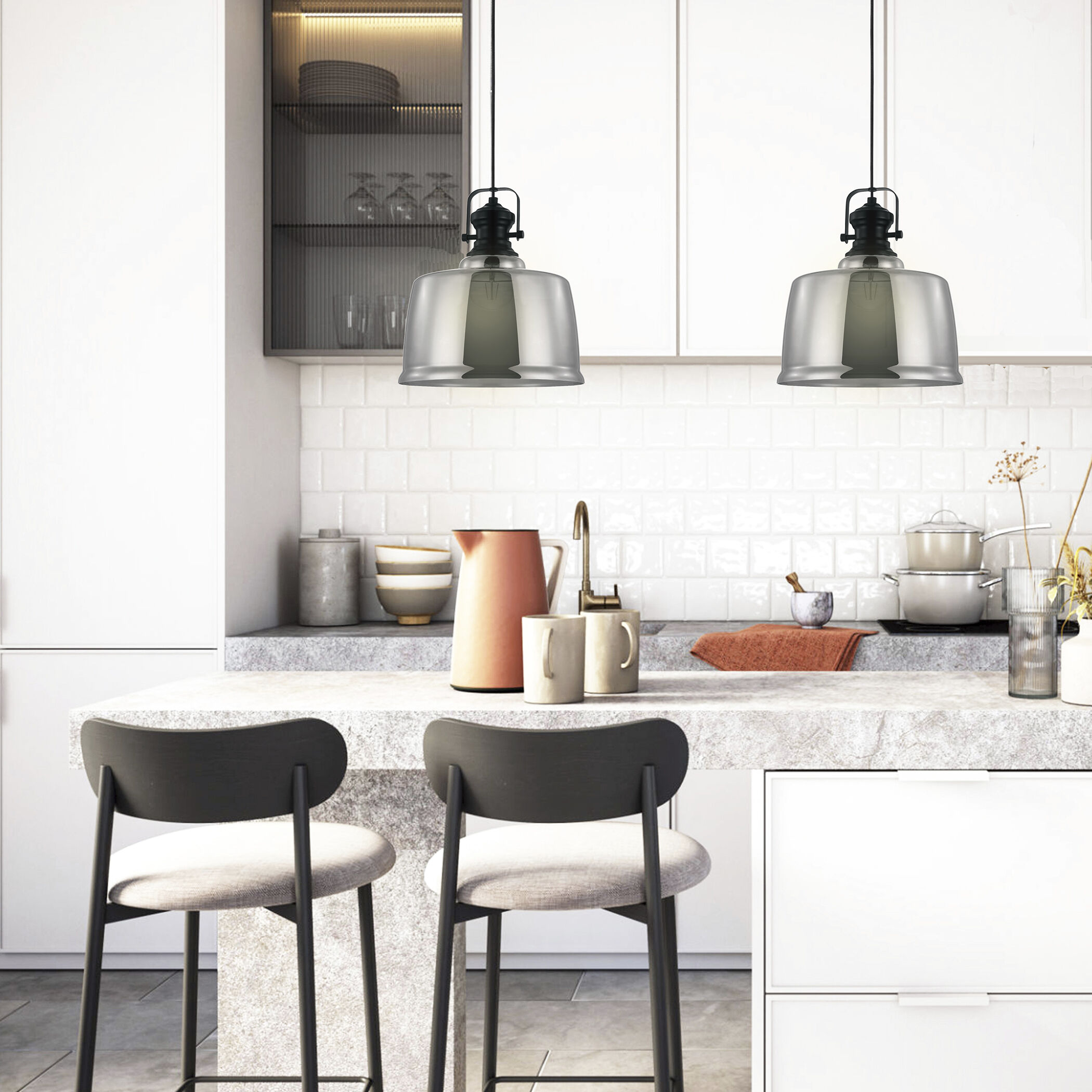 Gilwell 1 1 Light 15 inch Matte Black and Chrome Pendant Ceiling Light