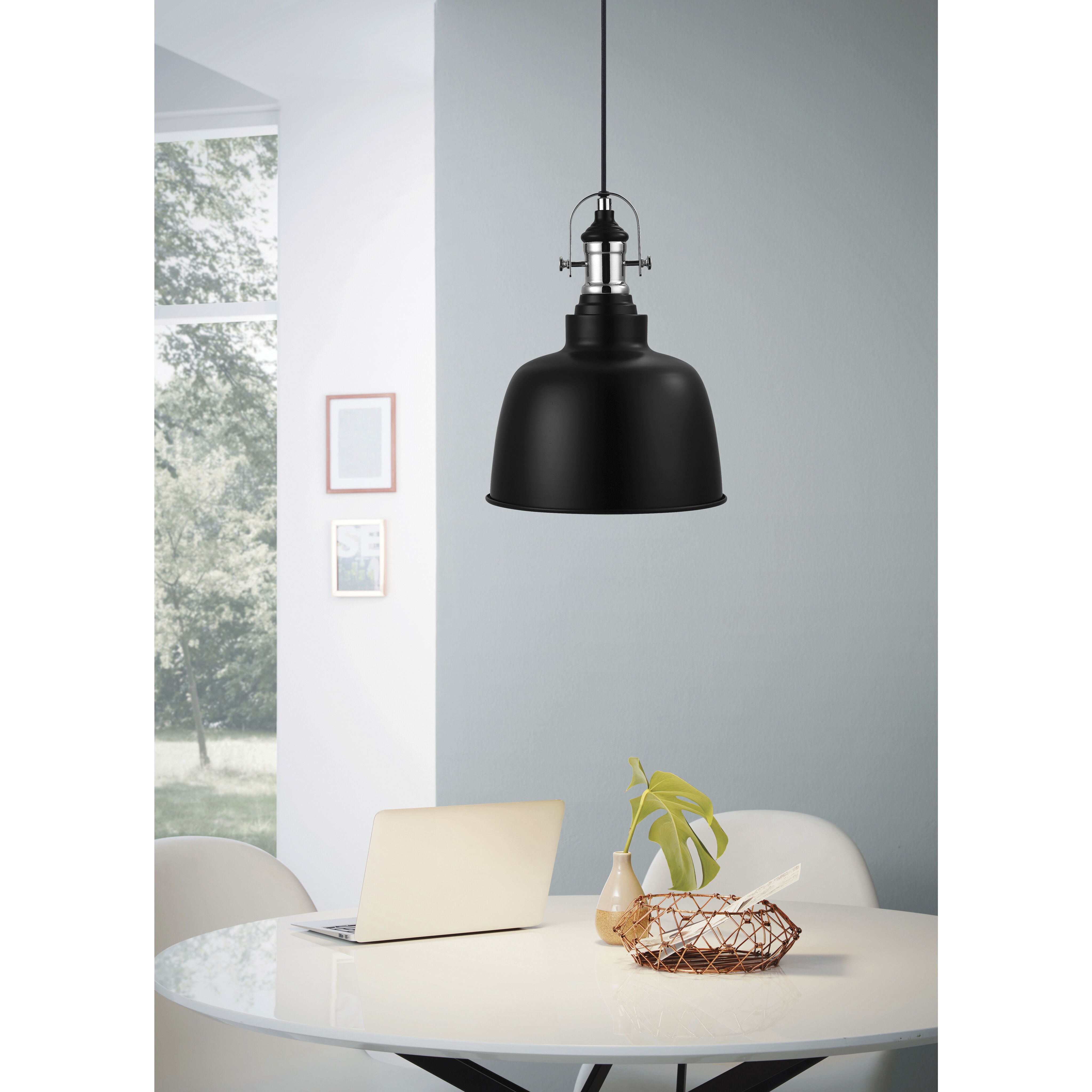 Gilwell 1 Light 9.84 inch Matte Black and Chrome Pendant Ceiling Light