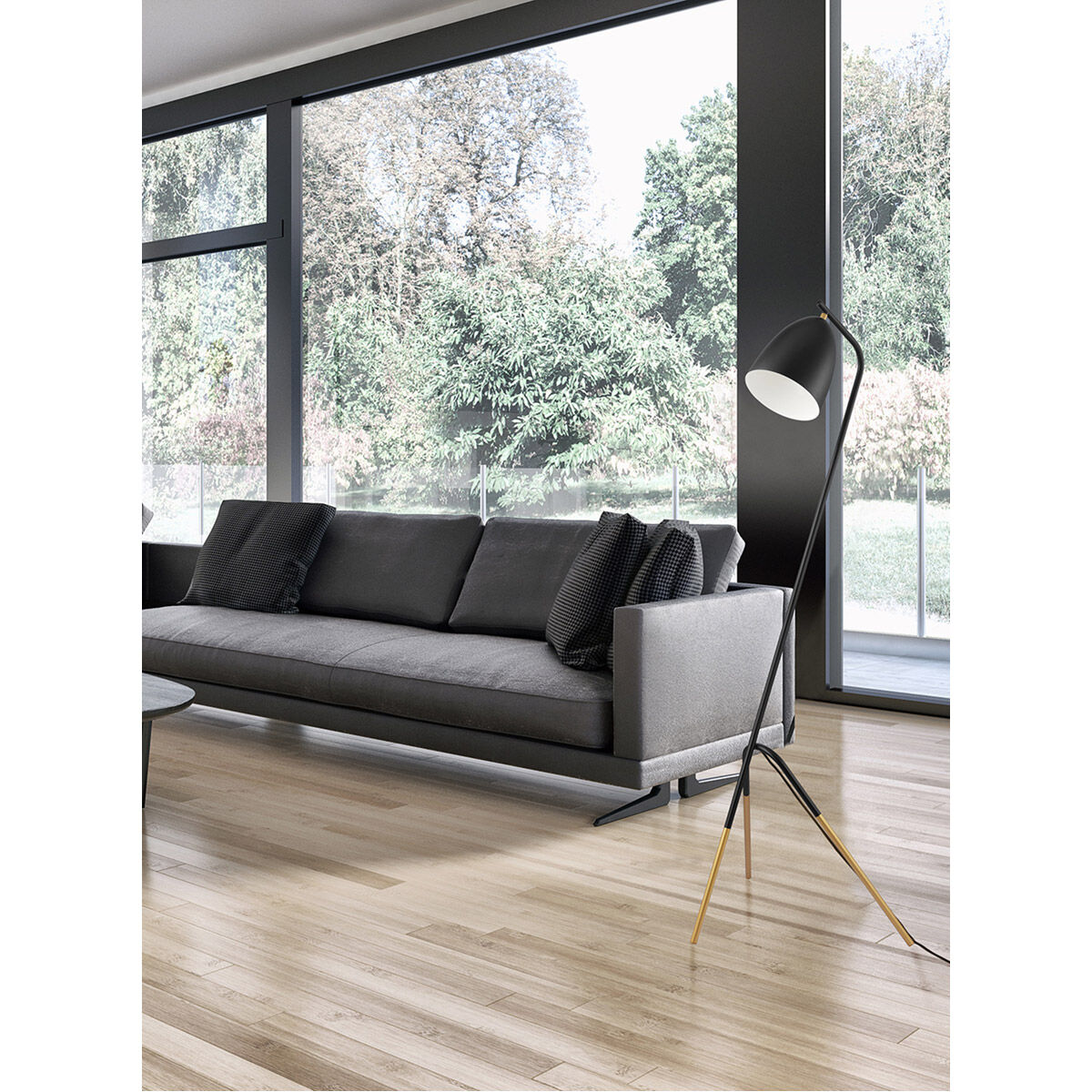 Westlinton 59.06 inch 60 watt Black and Gold Floor Lamp Portable Light