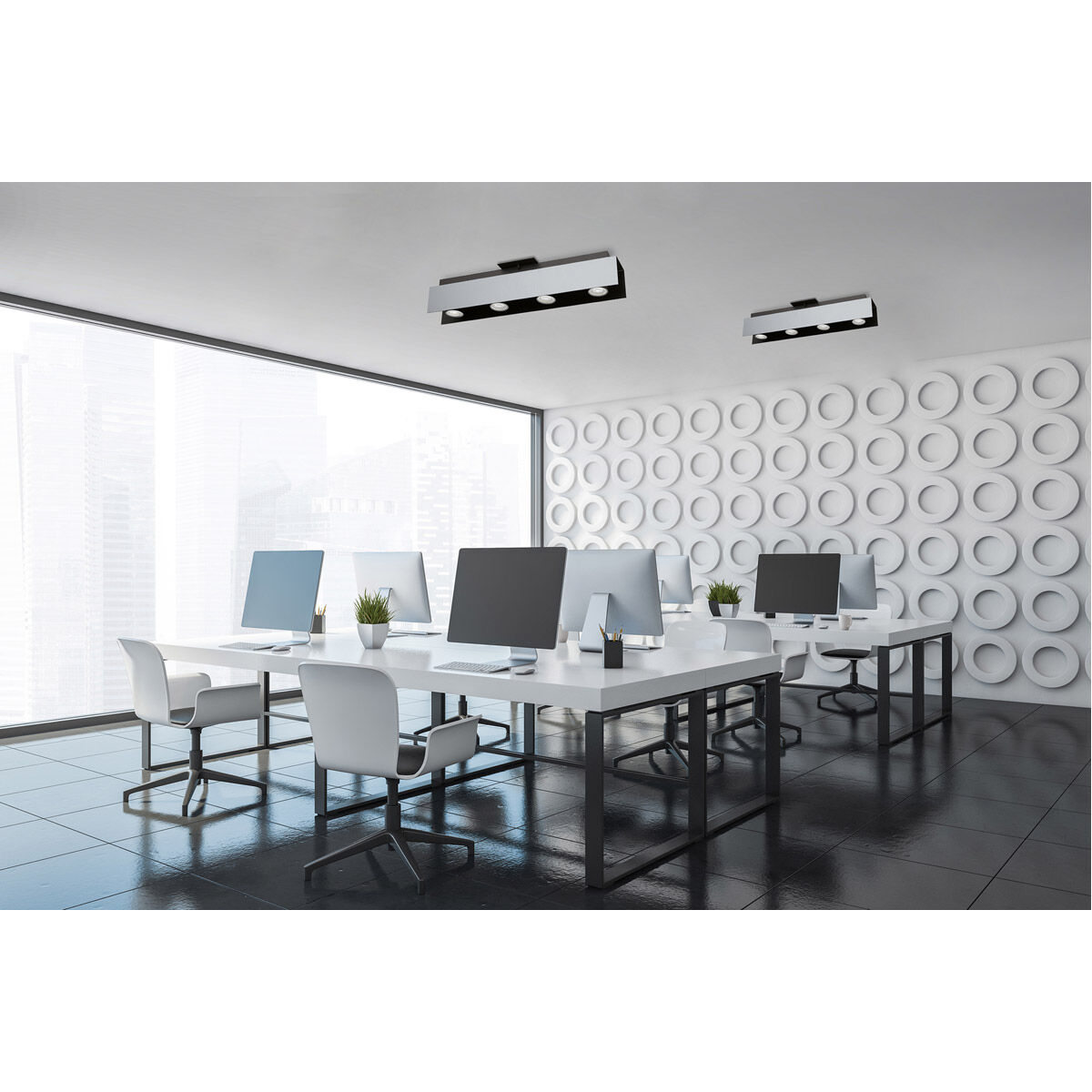 Viserba 4 Light 120 Aluminum and Black Track Light Ceiling Light
