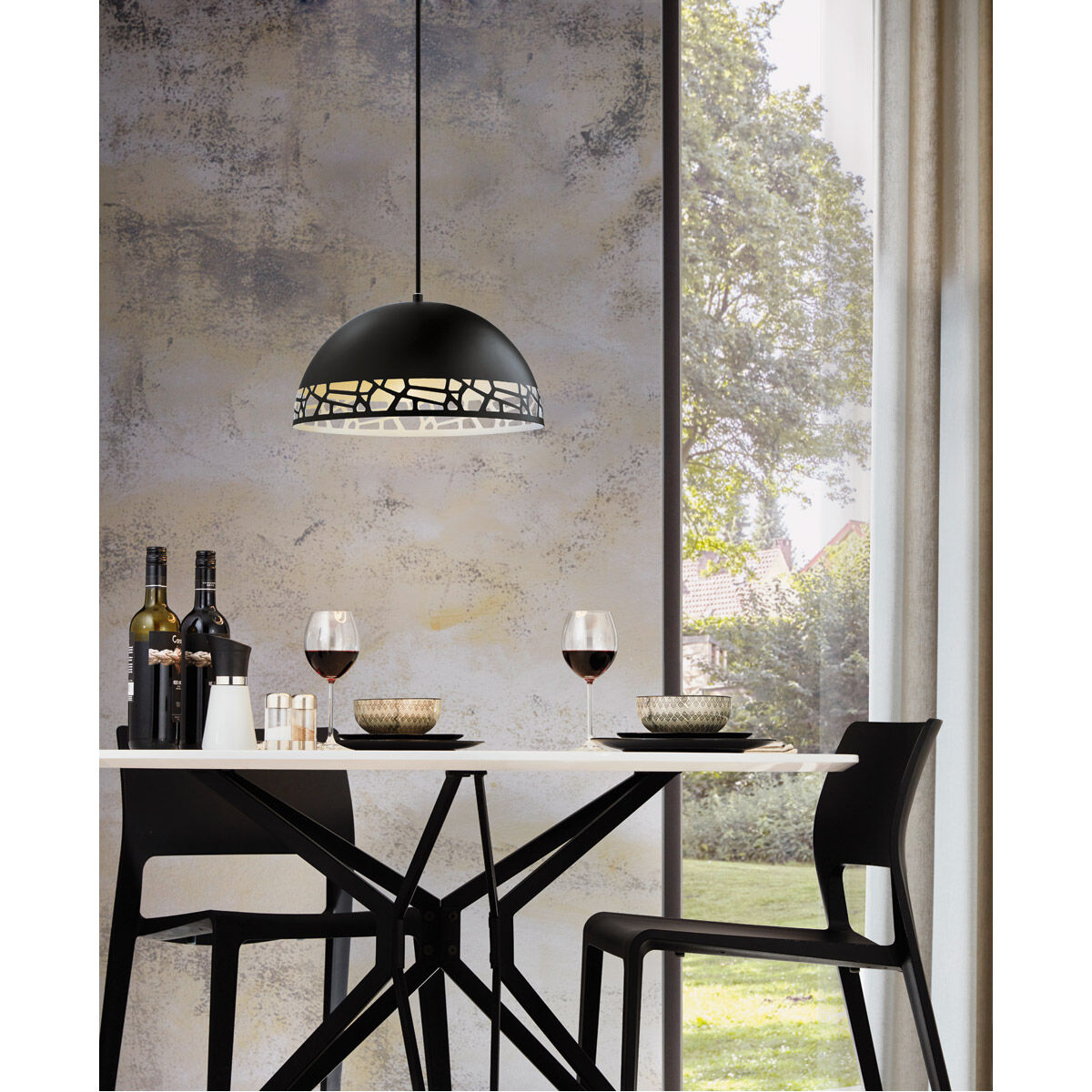 Savignano 1 Light 15 inch Matte Black and White Pendant Ceiling Light