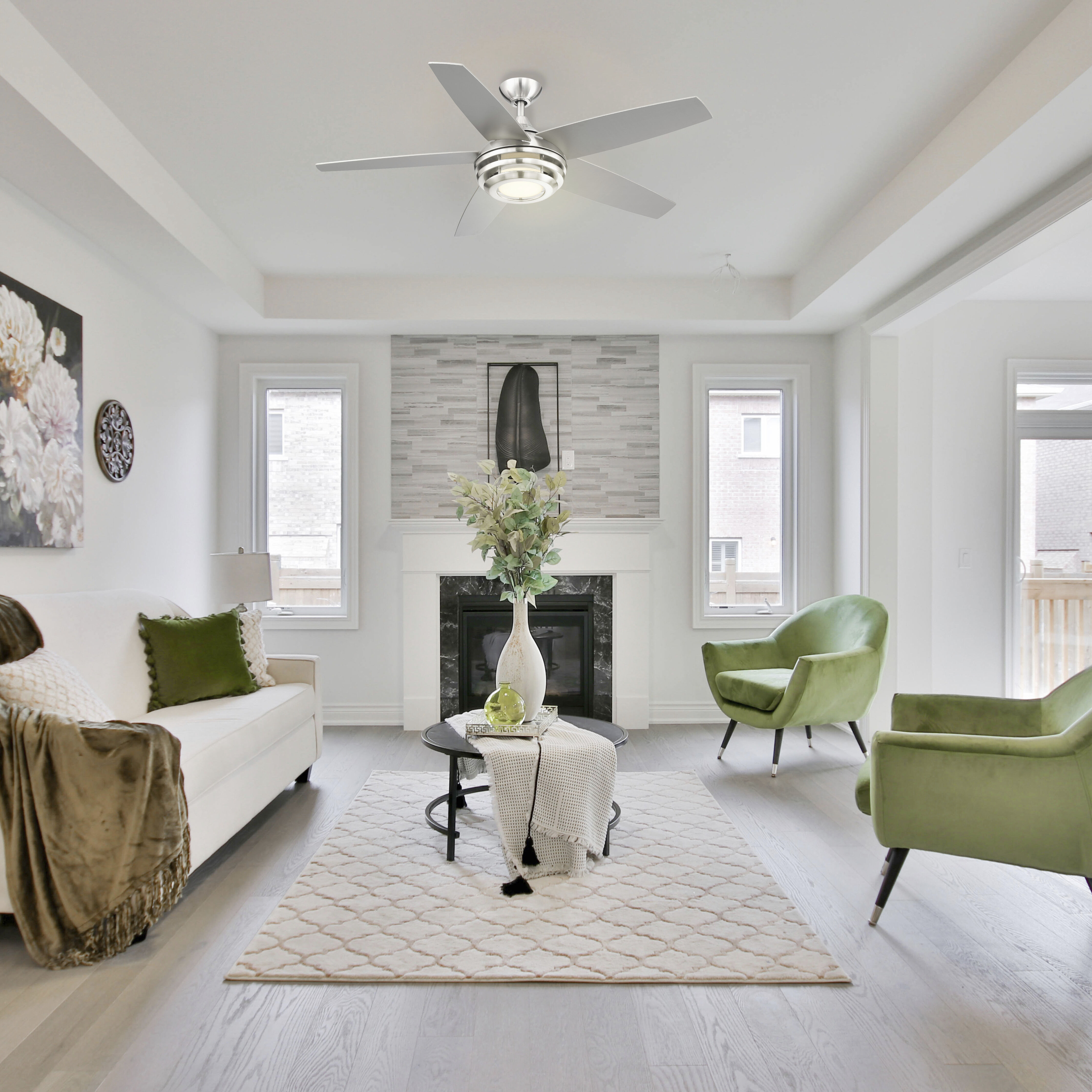 Petani 52 inch Brushed Nickel with Silver Blades Ceiling Fan