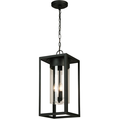 Walker Hill 3 Light 9 inch Matte Black Outdoor Pendant