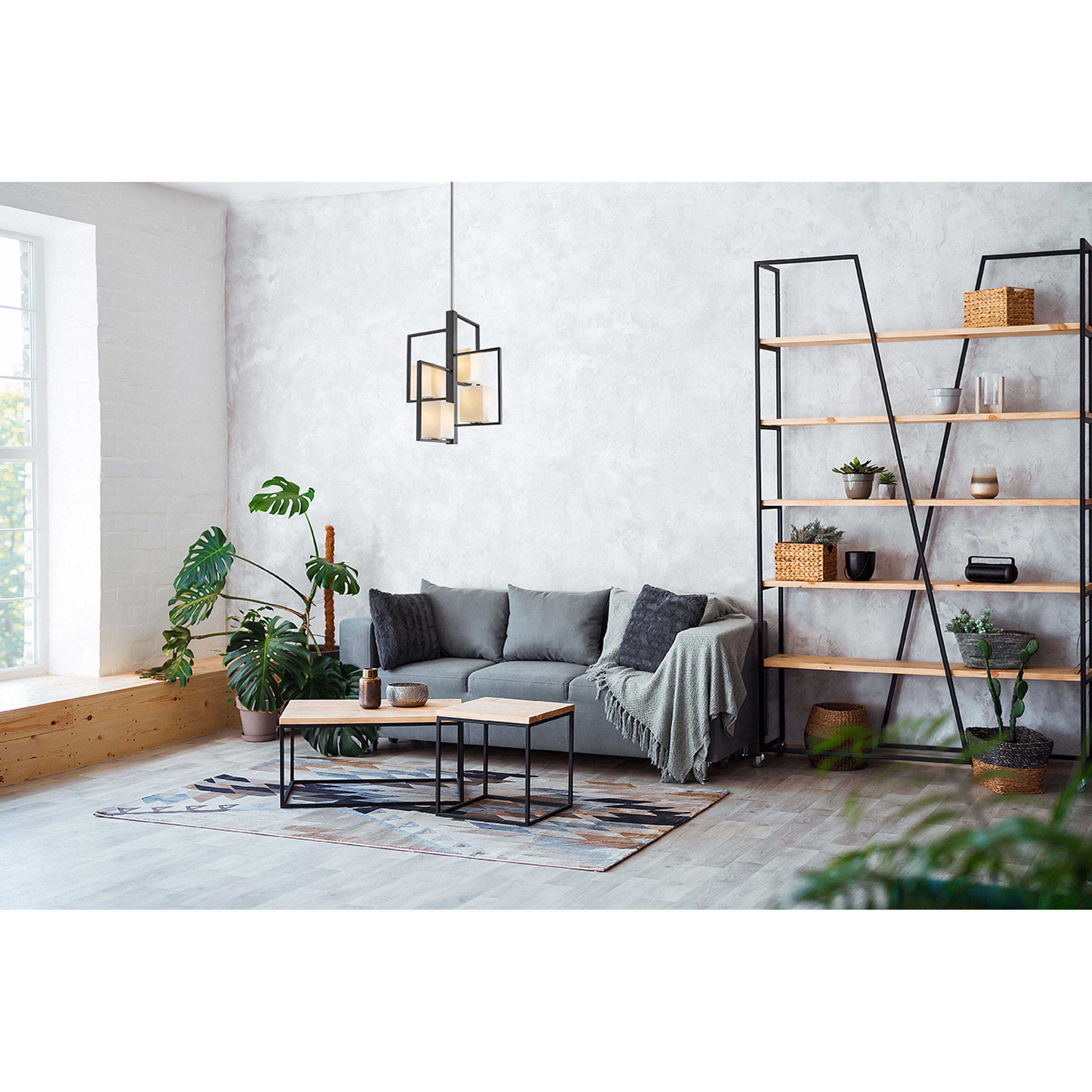 Regis Falls 4 Light 20.12 inch Black and Chrome Pendant Ceiling Light