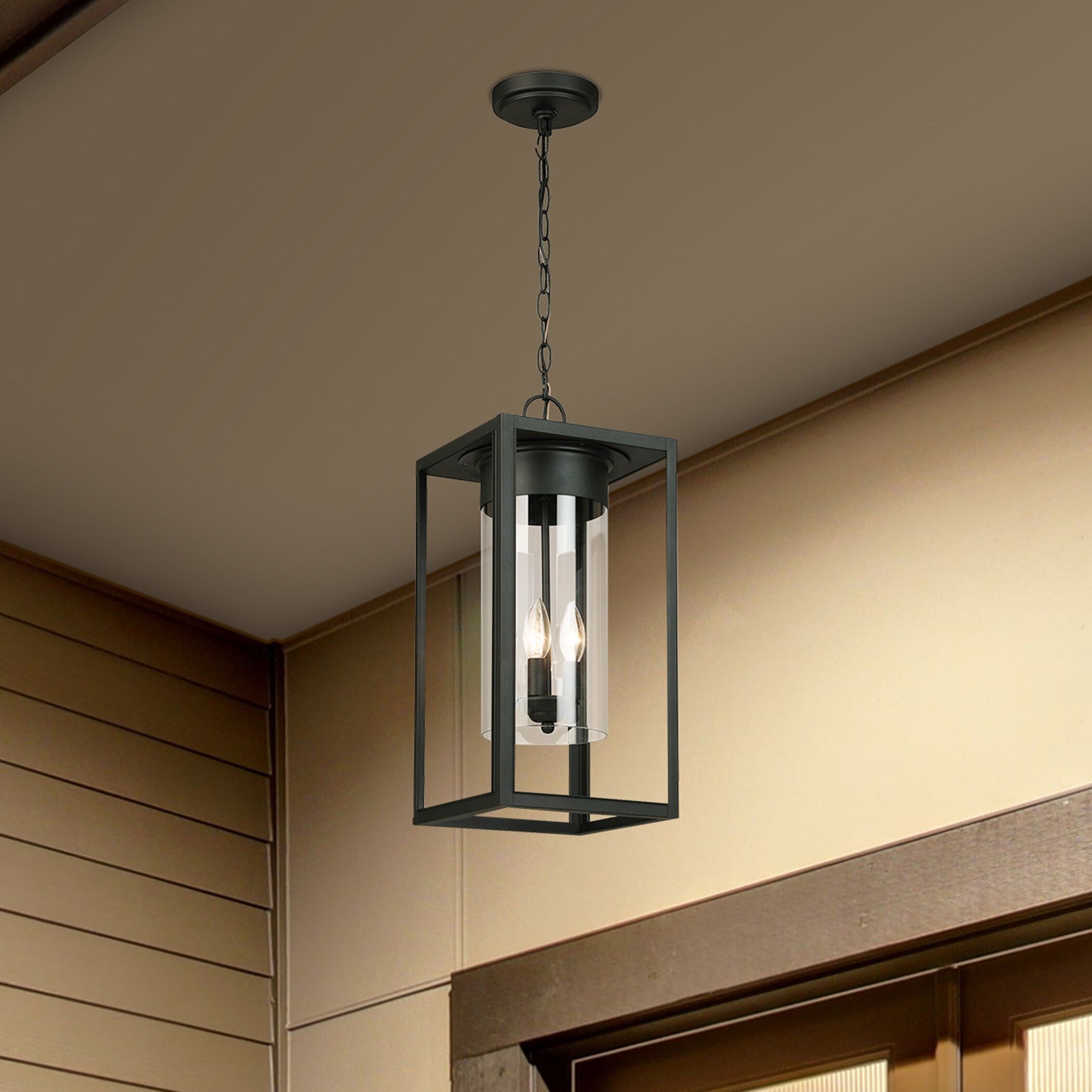 Walker Hill 3 Light 9.37 inch Matte Black Outdoor Pendant