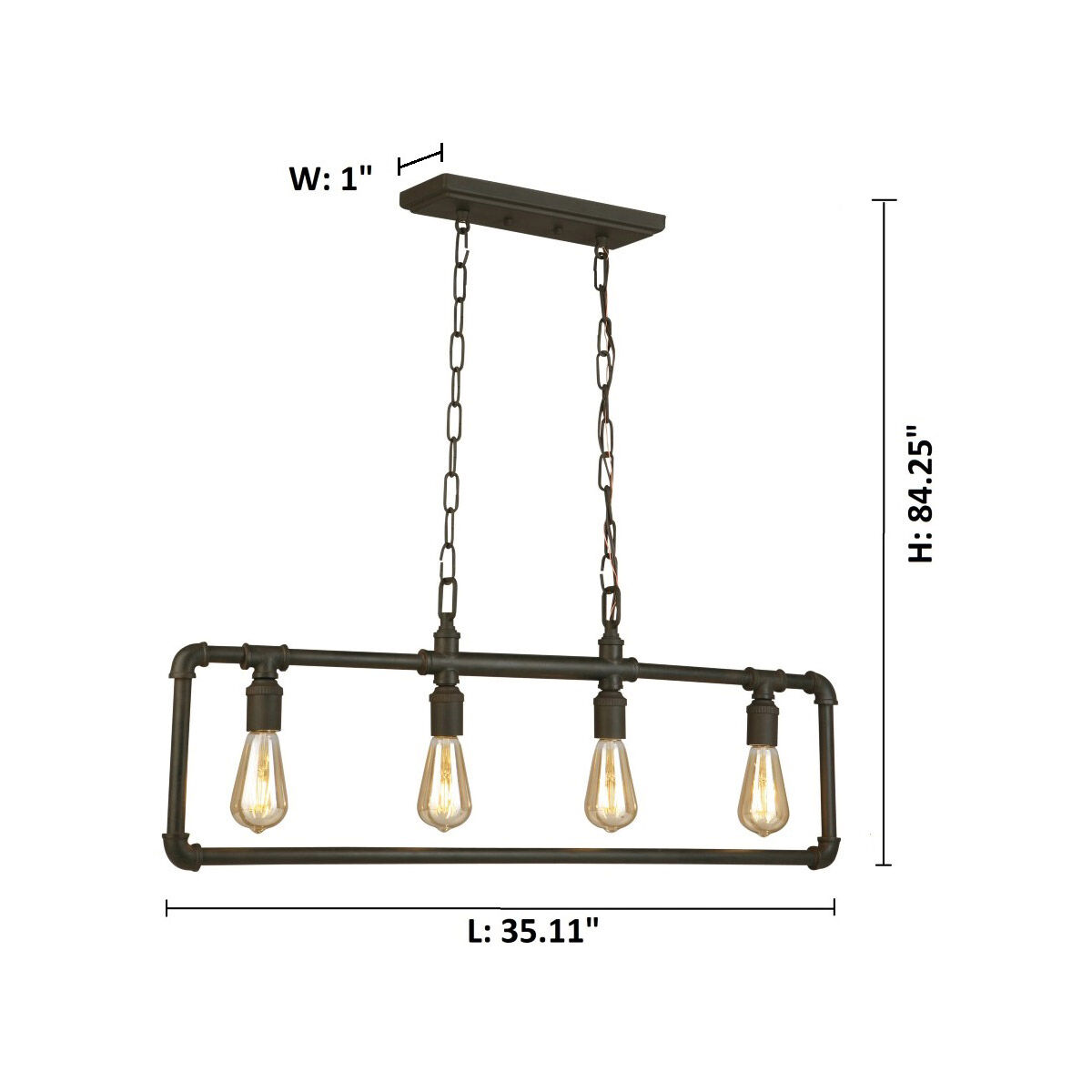 Wymer 4 Light 35.11 inch Matte Bronze Linear Pendant Ceiling Light