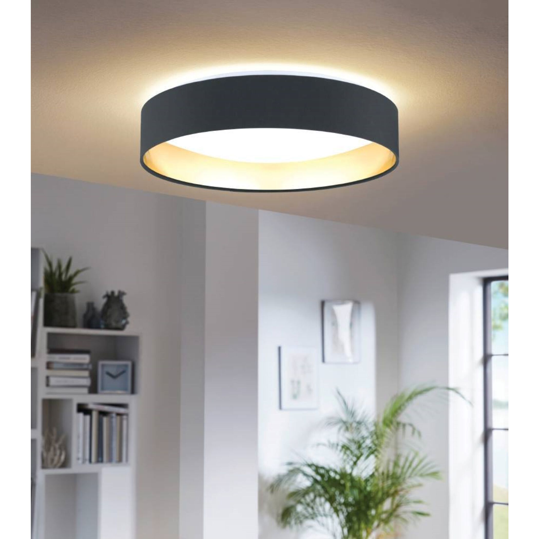 Maserlo LED 15.95 inch Black and Gold Flush Mount Ceiling Light