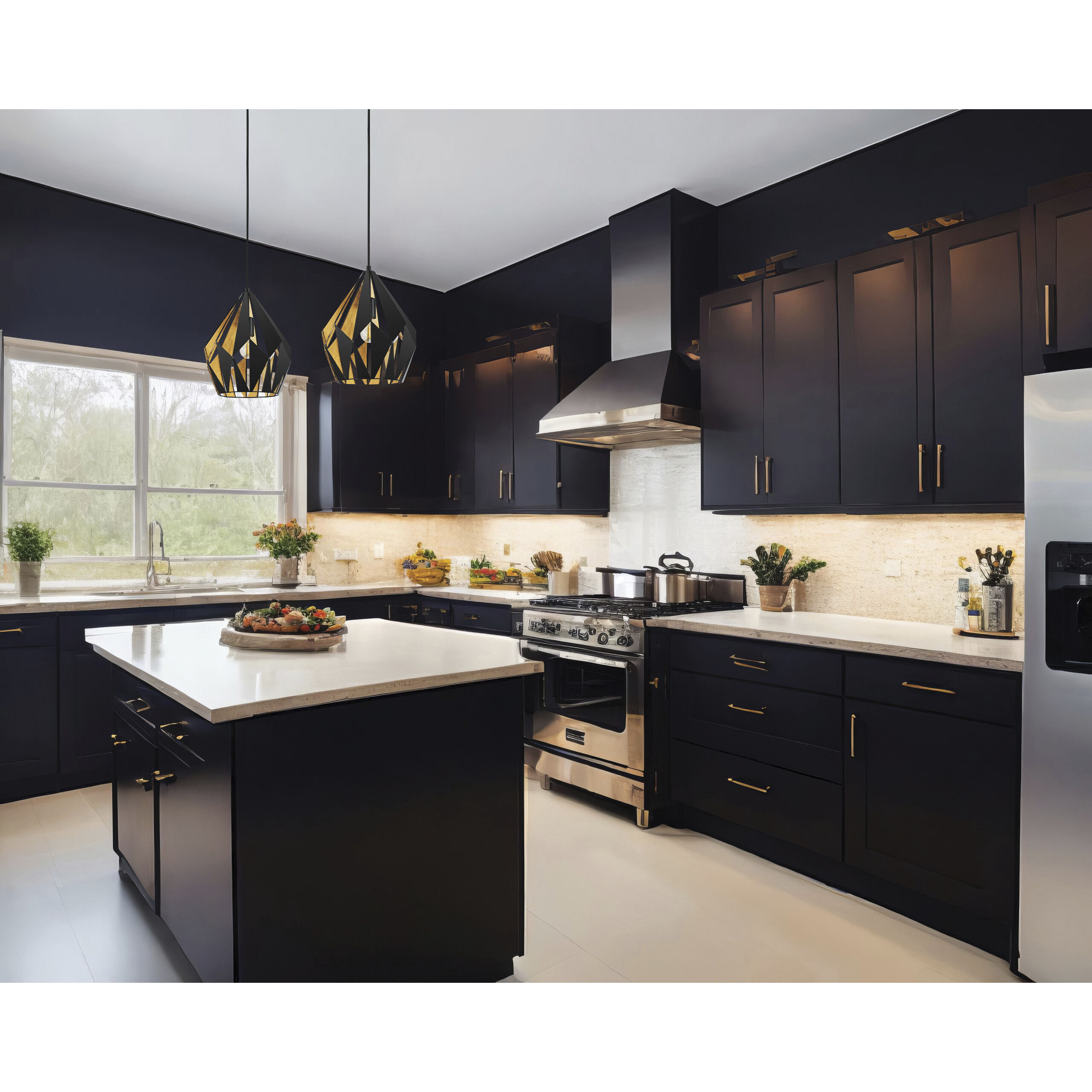 Carlton 1 Light 12.2 inch Matte Black and Gold Leaf Pendant Ceiling Light