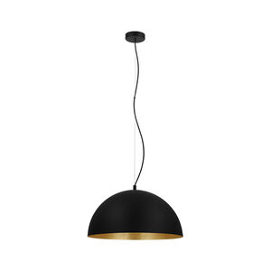 Rafaelino 1 Light 21 inch Black/Gold Leaf Bowl Pendant Ceiling Light