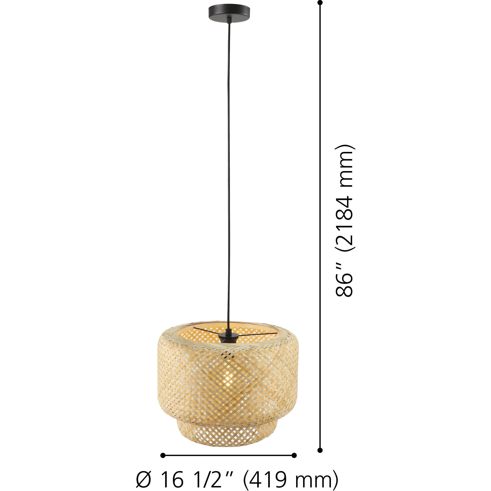 Hettonle 1 Light 16.5 inch Natural Pendant Ceiling Light