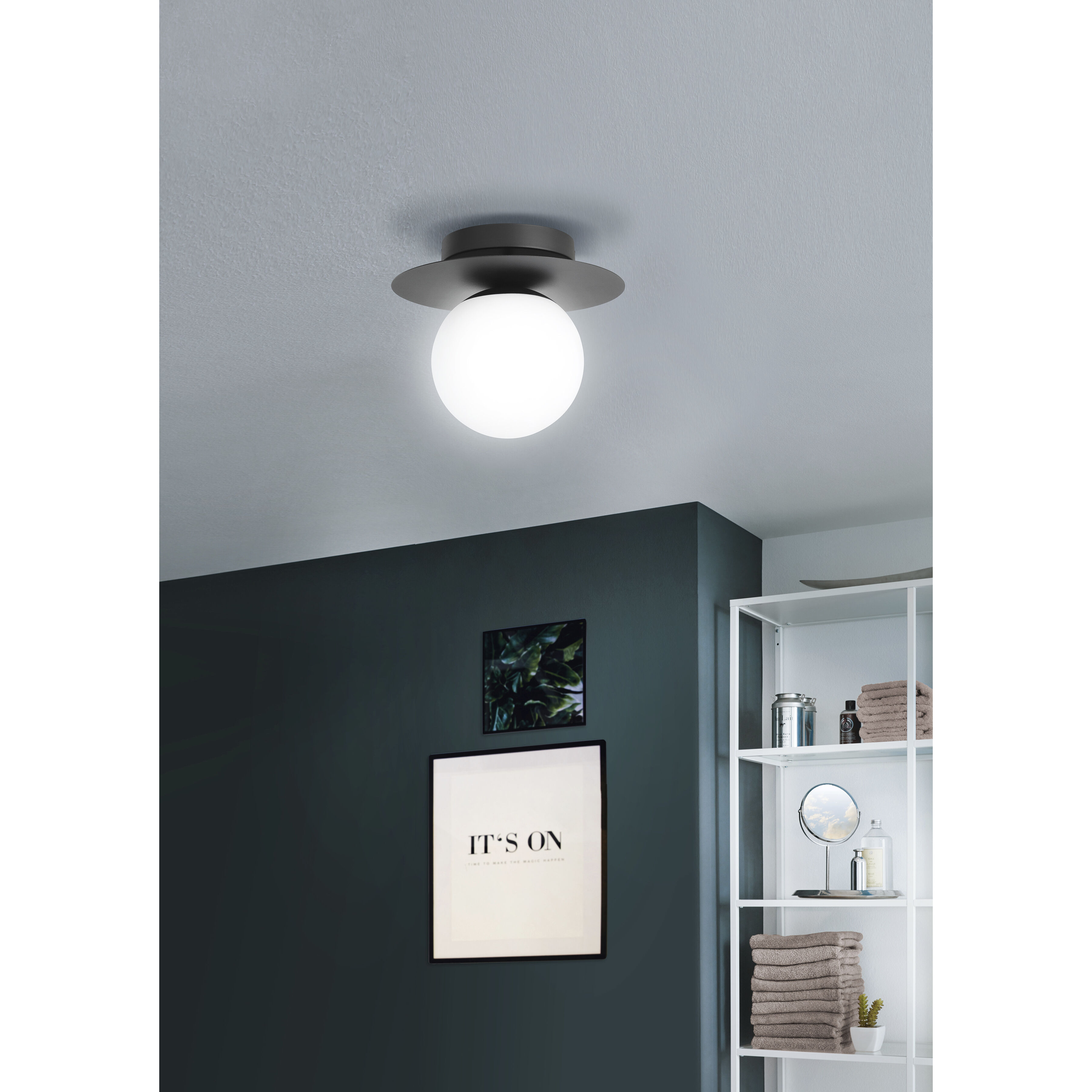 Arenales 1 Light 10.83 inch Structured Black Semi-Flush Mount Ceiling Light