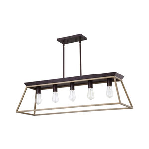Paulino 5 Light 12 inch Dark Brown and Bleached Wood Effect Pendant Ceiling Light