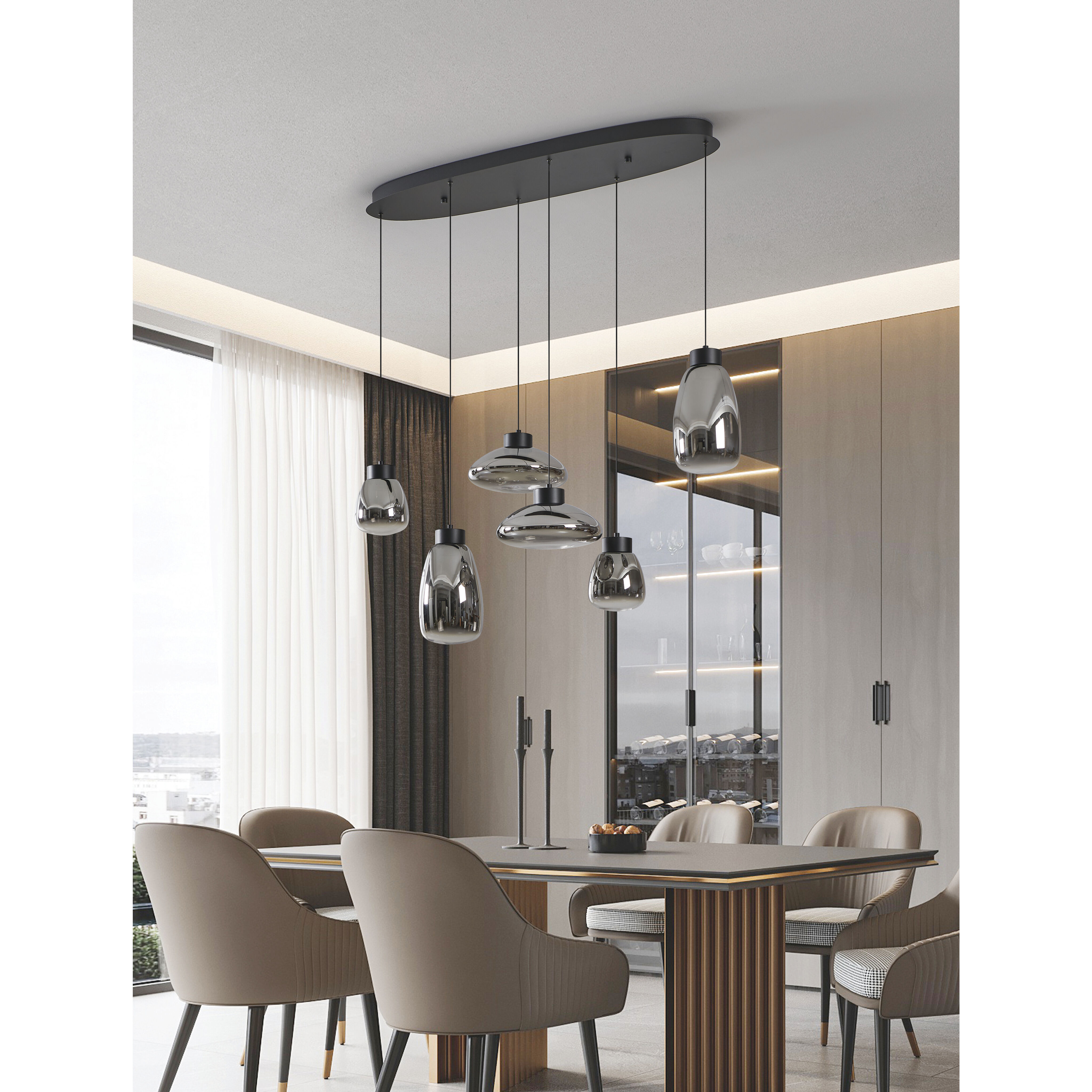 Sarnarra LED 21.46 inch Black Pendant Ceiling Light