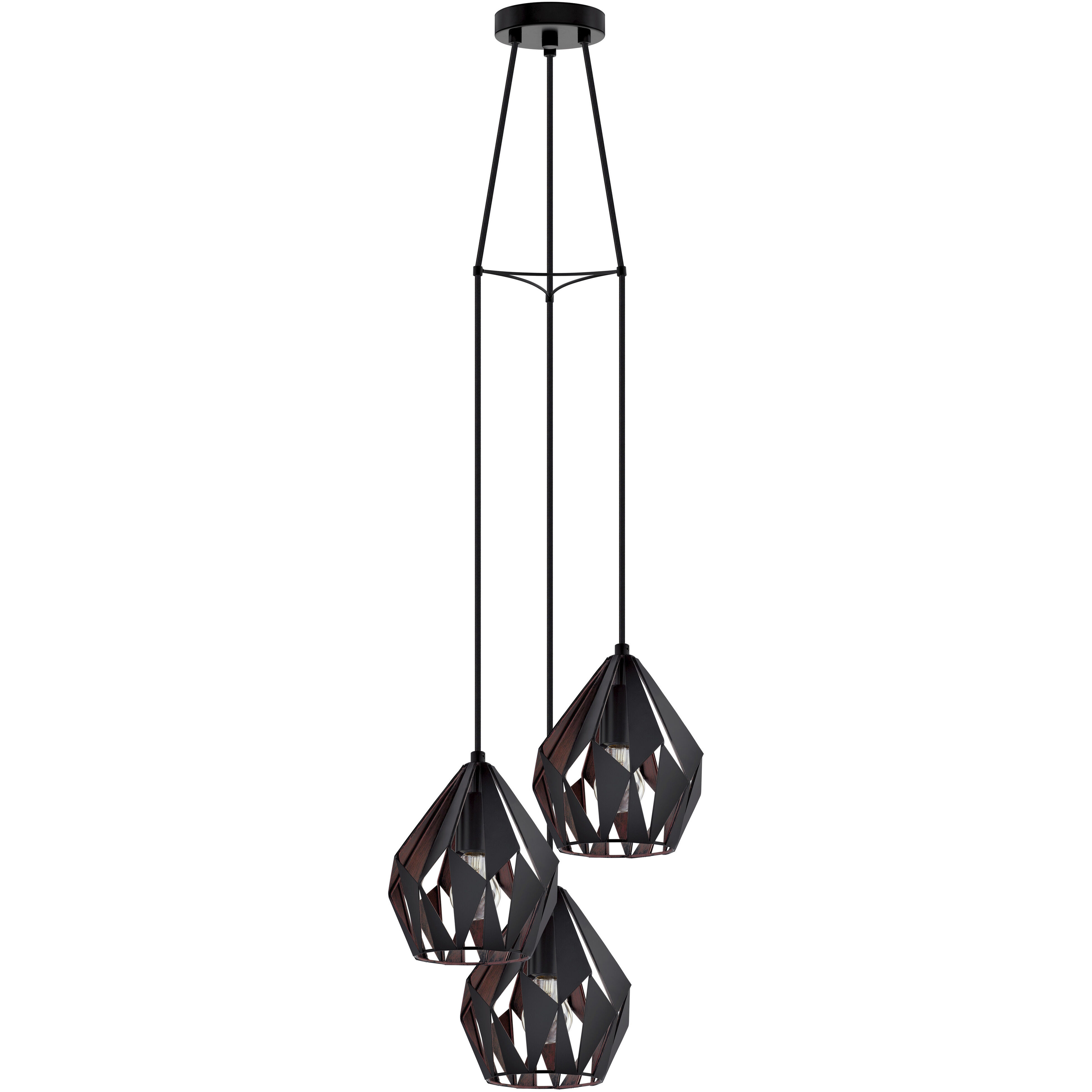 Carlton 3 Light 12.48 inch Matte Black and Copper Pendant Ceiling Light