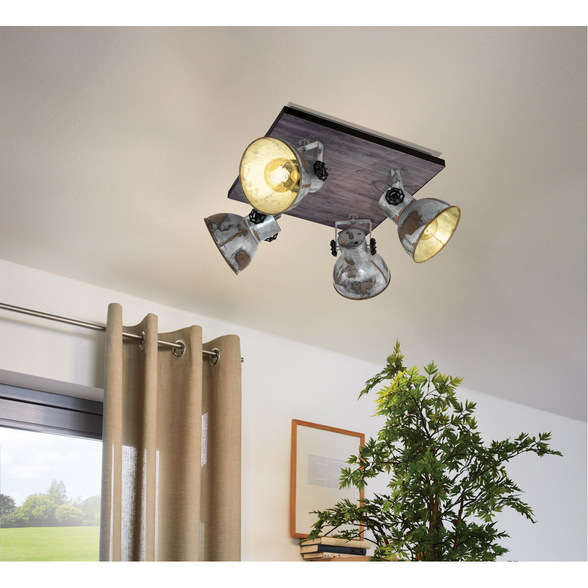 Barnstaple 4 Light Distressed Zinc and Black Track Light Ceiling Light