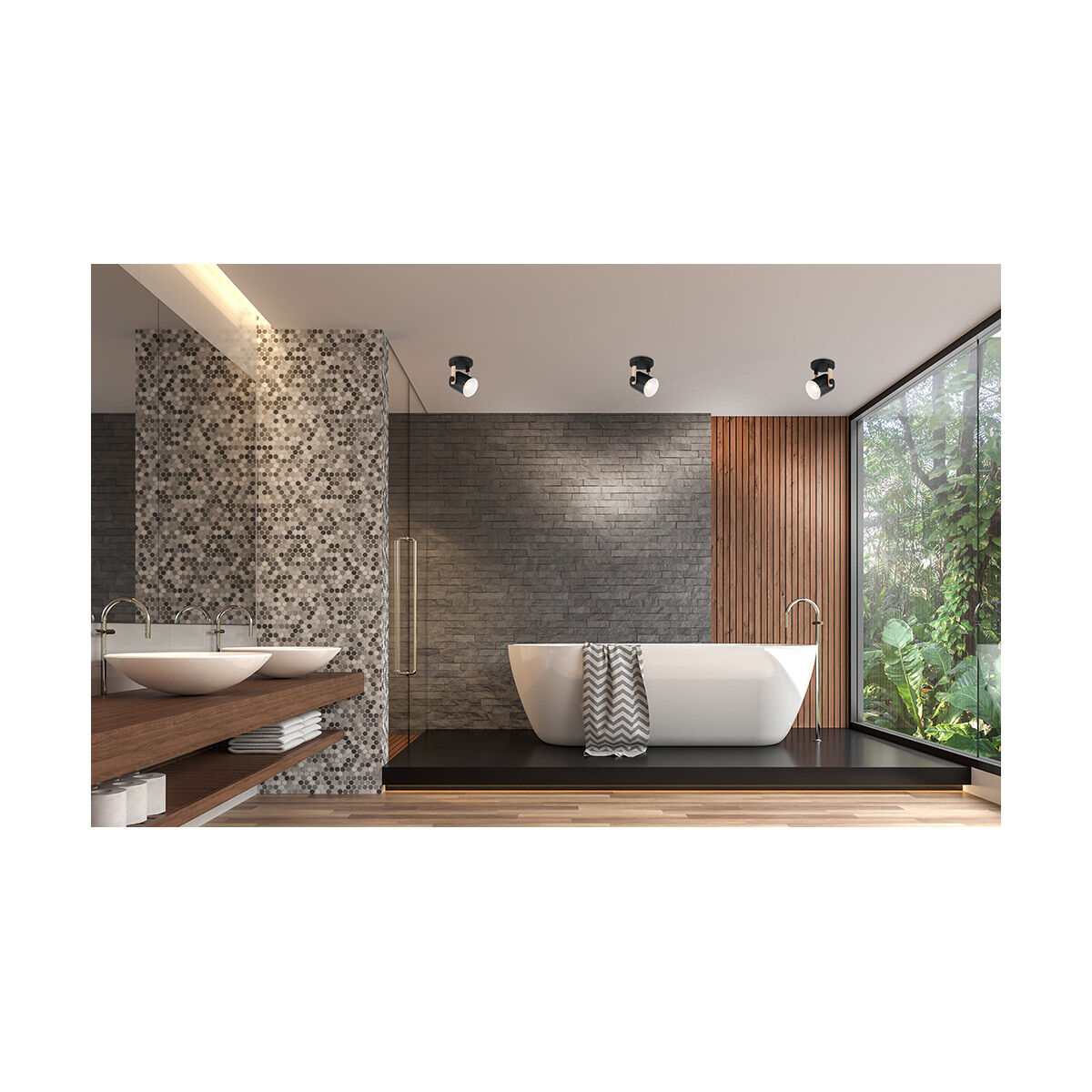 Hornwood 1 Light 8 inch Black and Natural Semi Flush Ceiling Light