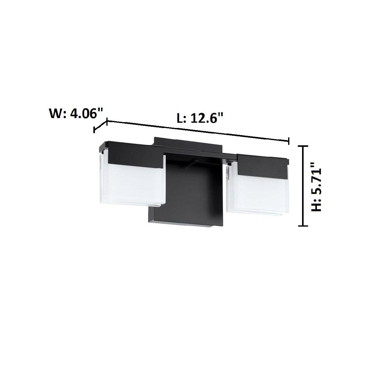 Vente LED 12.6 inch Matte Black Bath Vanity Wall Light