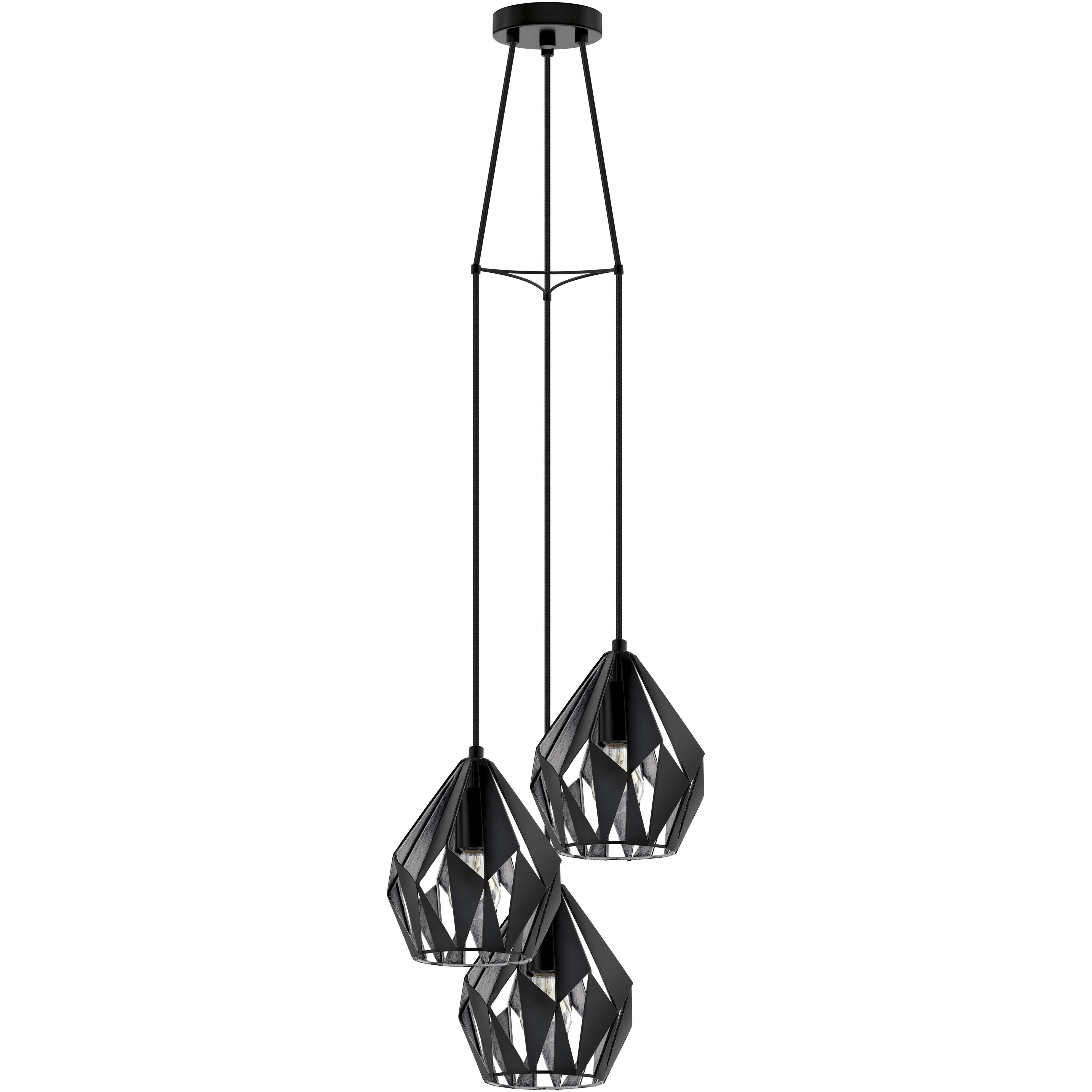 Carlton 3 Light 12.48 inch Matte Black and Silver Pendant Ceiling Light