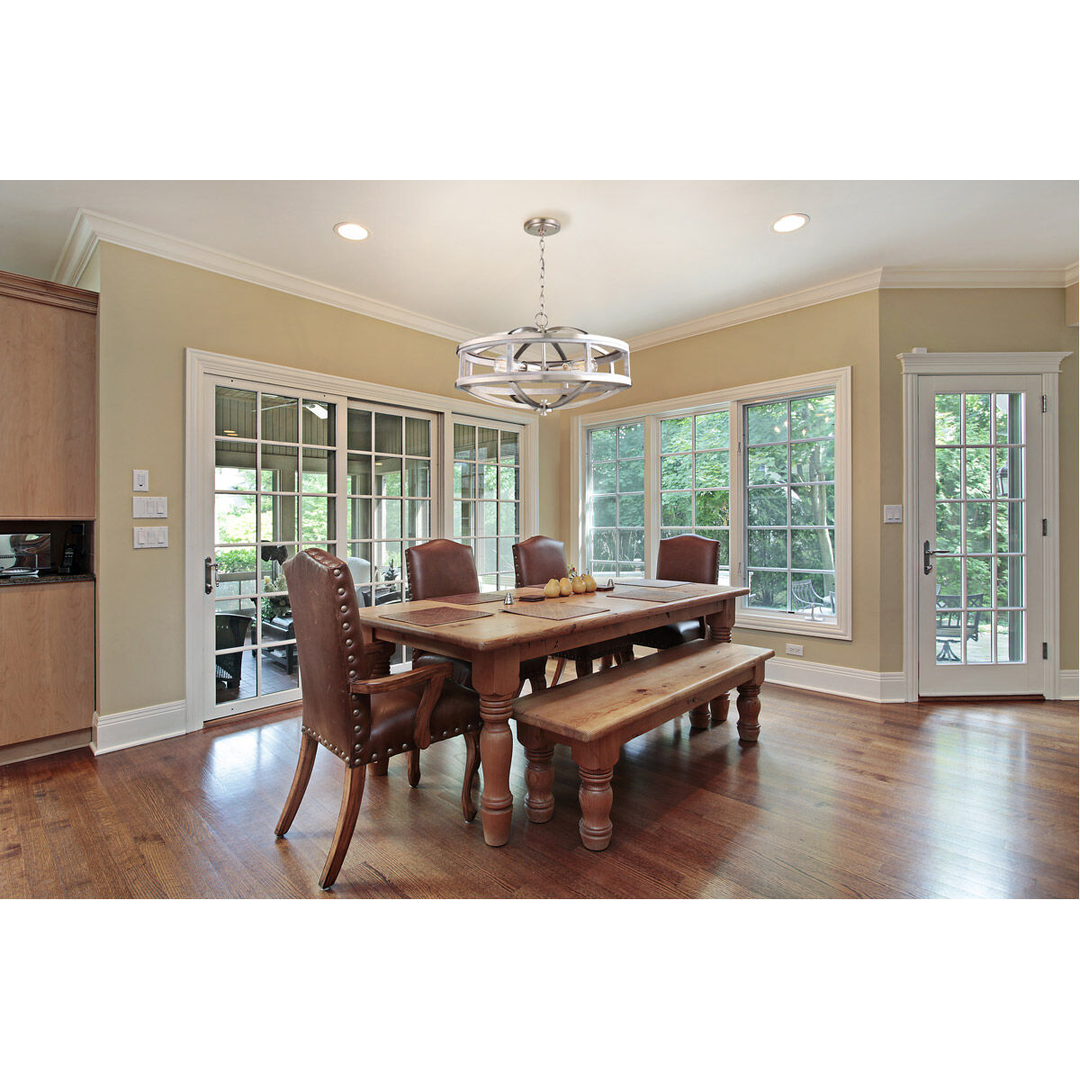 Montrose 4 Light 19 inch Acacia Wood and Brushed Nickel Chandelier Ceiling Light