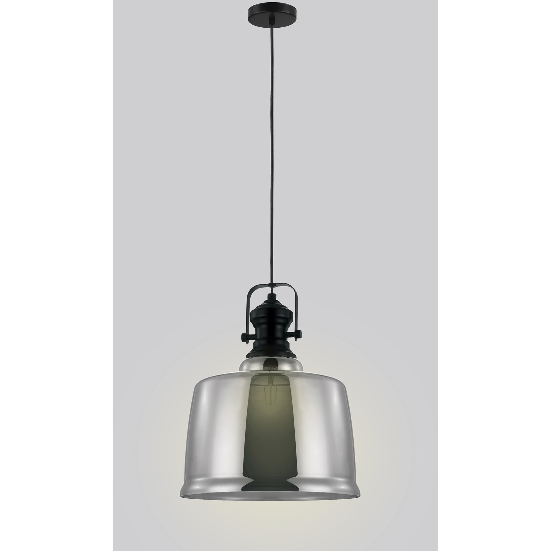 Gilwell 1 1 Light 15 inch Matte Black and Chrome Pendant Ceiling Light