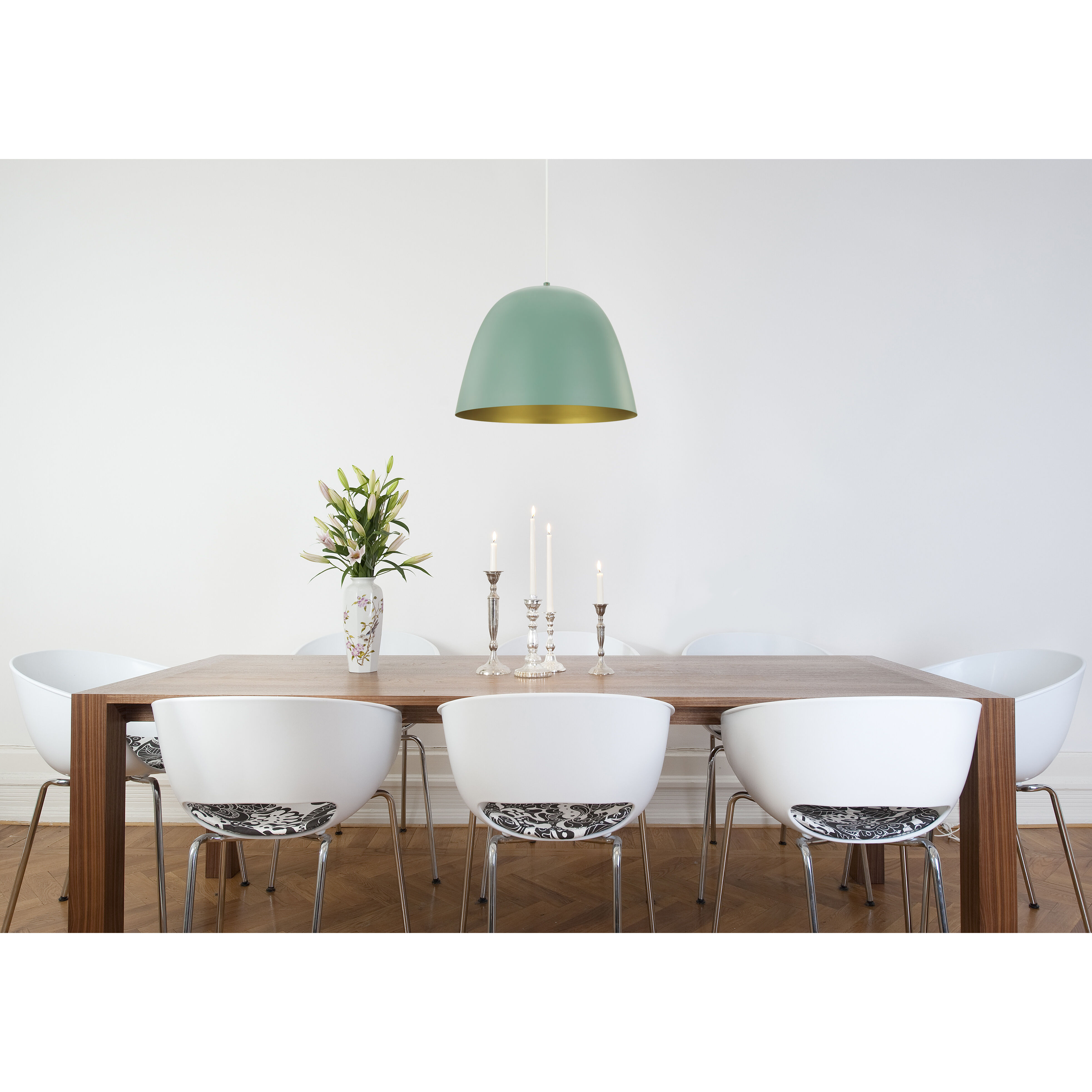 Coretto 1 Light 15.75 inch Matte White and Pastel Dark Green and Gold Pendant Ceiling Light