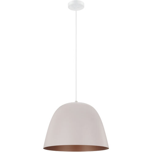 Coretto 1 Light 15.75 inch Matte White and Pastel Apricot and Copper Pendant Ceiling Light