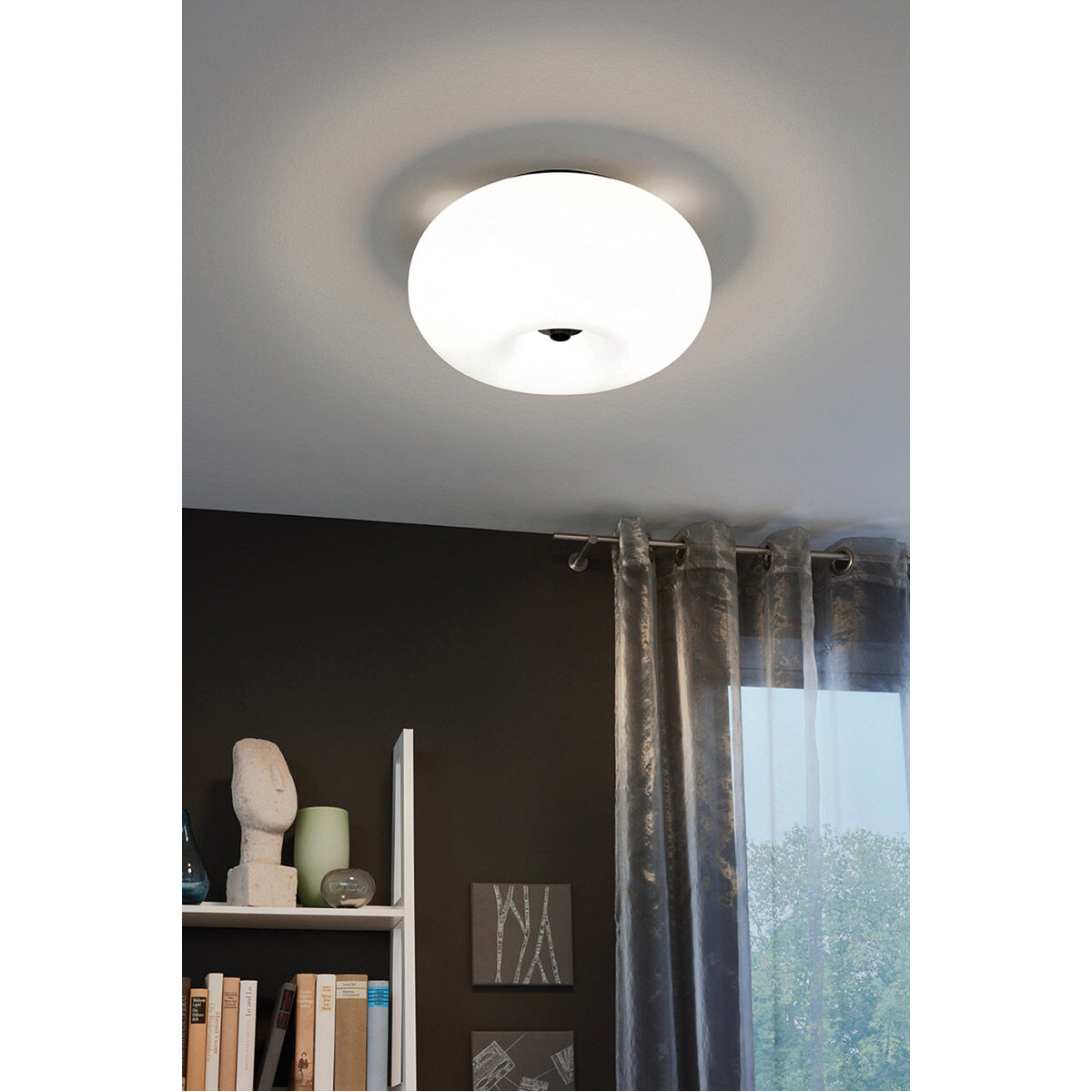 Optica Black 2 Light 11.02 inch Black Semi-Flush Mount Ceiling Light