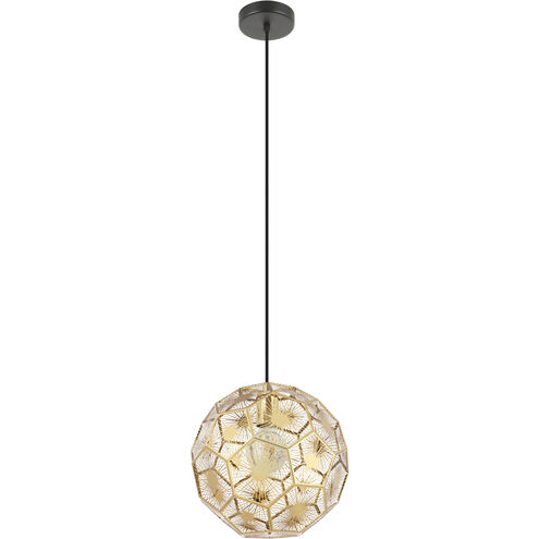 Skoura 1 Light 11.81 inch Black and Brass Pendant Ceiling Light