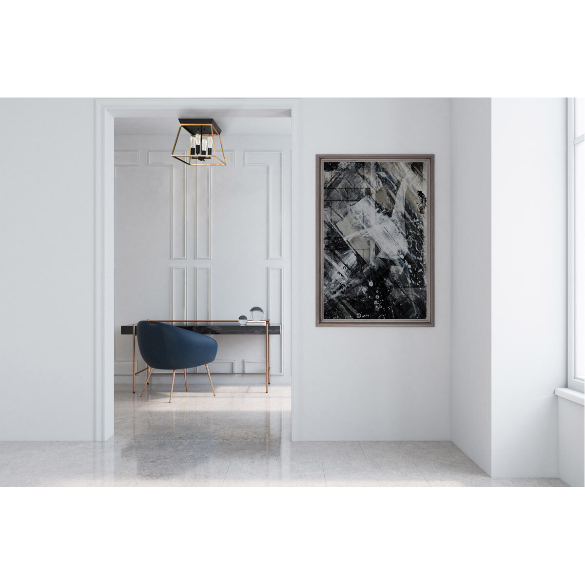 Paulino 4 Light 18.03 inch Brushed Gold and Matte Black Flush Mount Ceiling Light