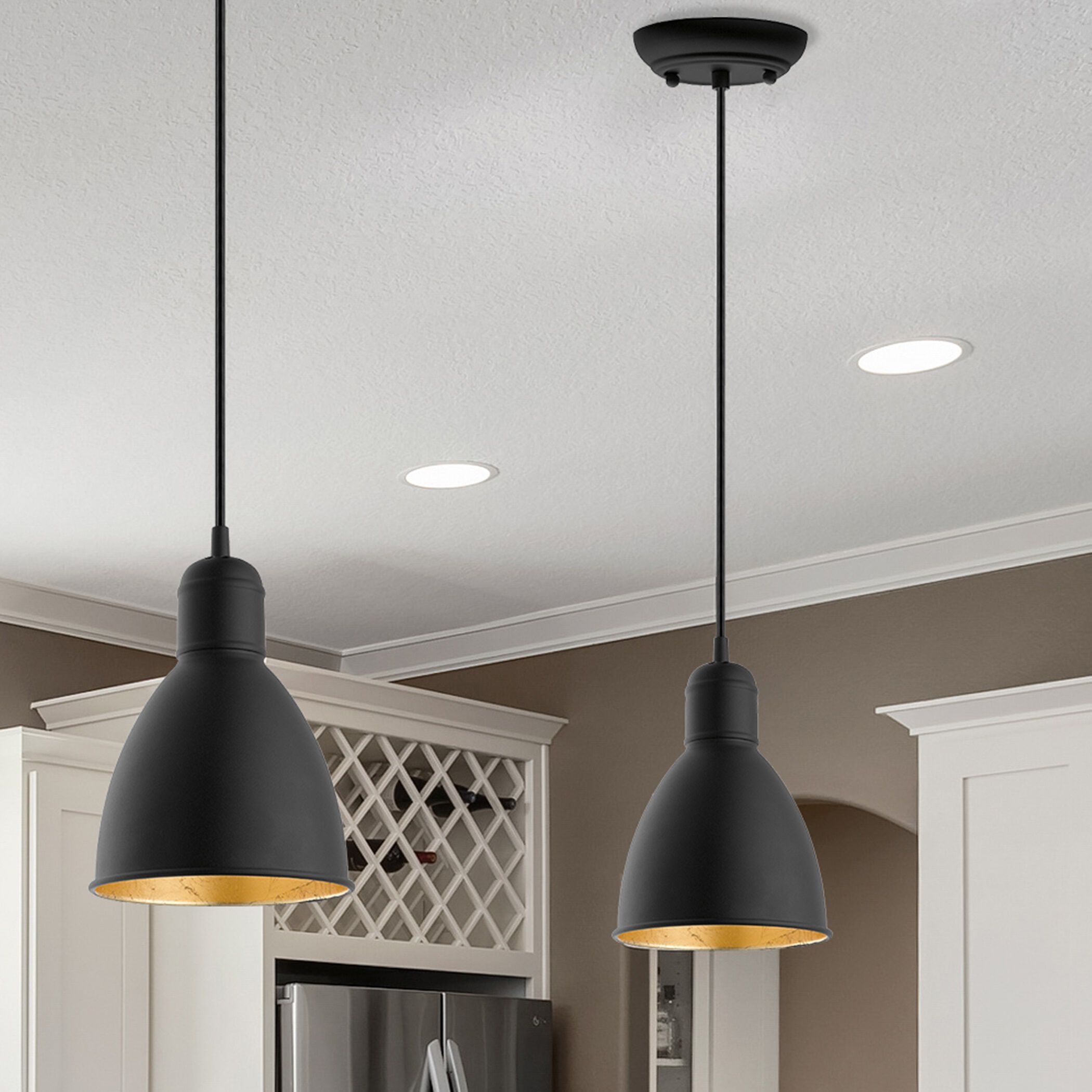Eglo 203443A Priddy 2 1 Light 6.1 inch Black and Gold Mini