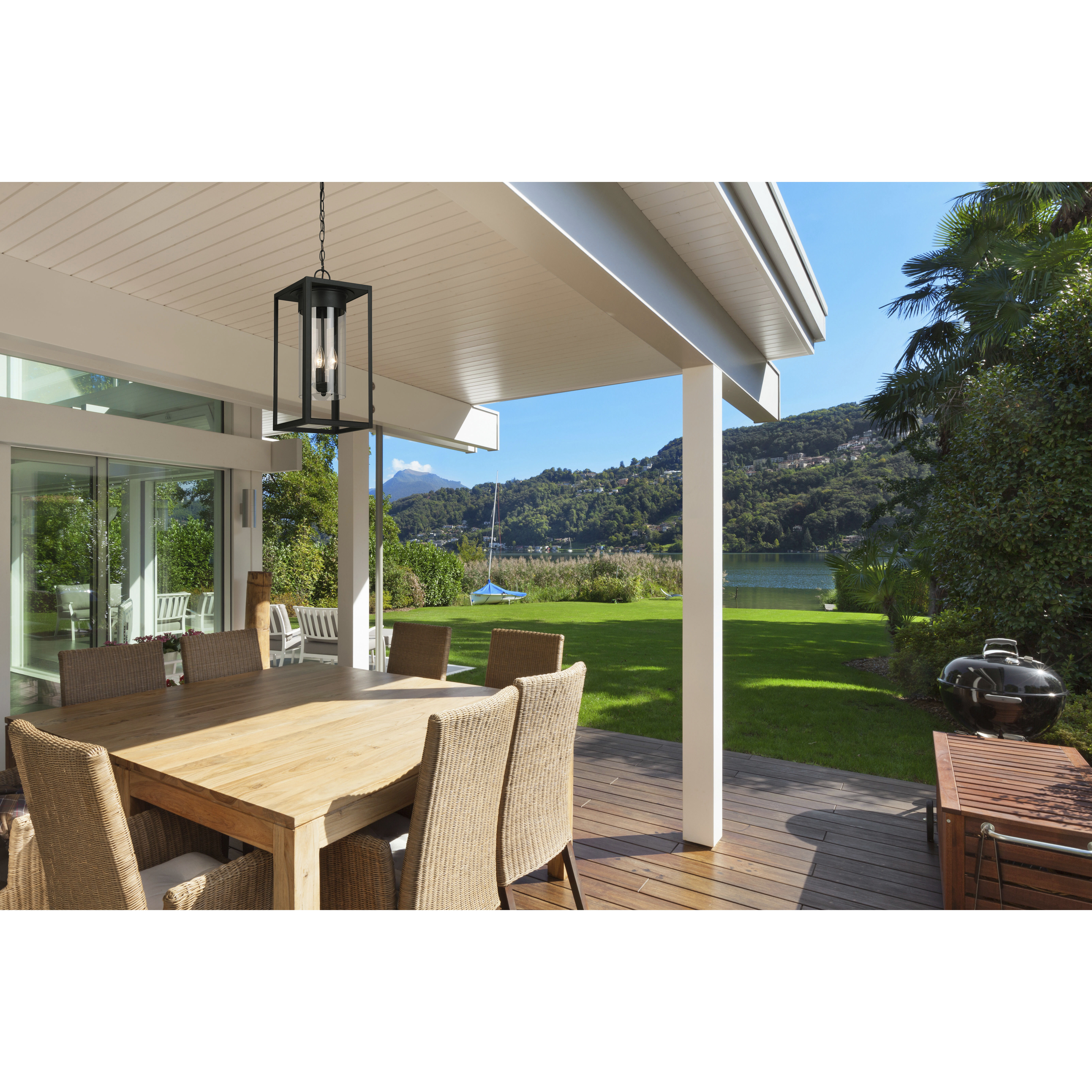 Walker Hill 3 Light 9.37 inch Matte Black Outdoor Pendant