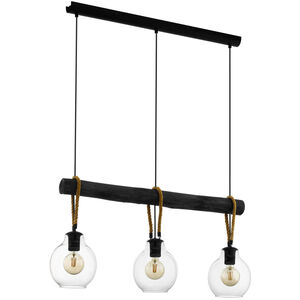 Roding 3 Light 7 inch Structured Black Linear Pendant Ceiling Light