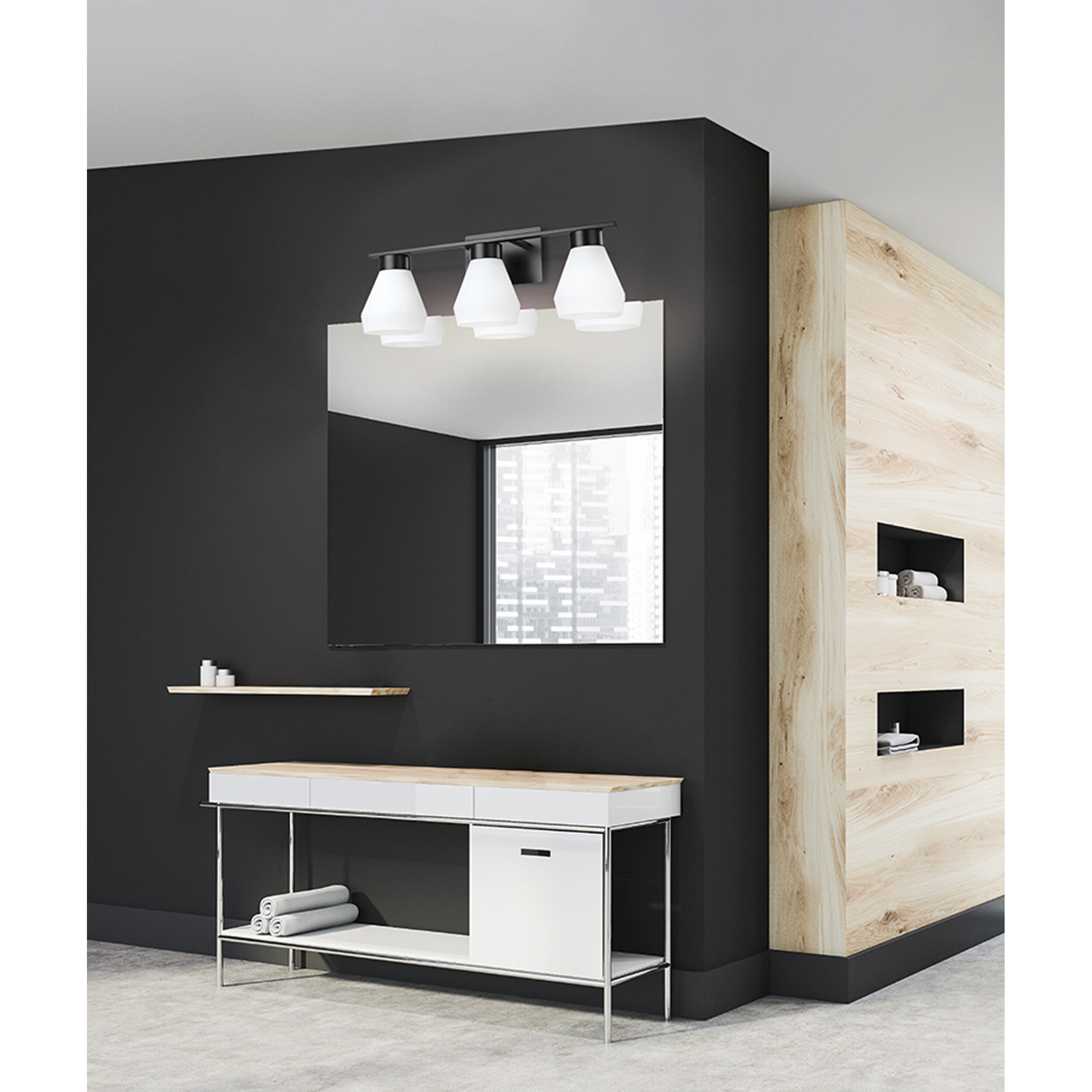 Copeland 3 Light 7.5 inch Matte Black Bath Vanity Wall Light