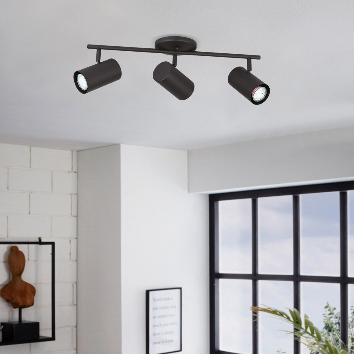 Eglo 205133A Calloway Structured Black LED 3 Light Track Lighting Kit