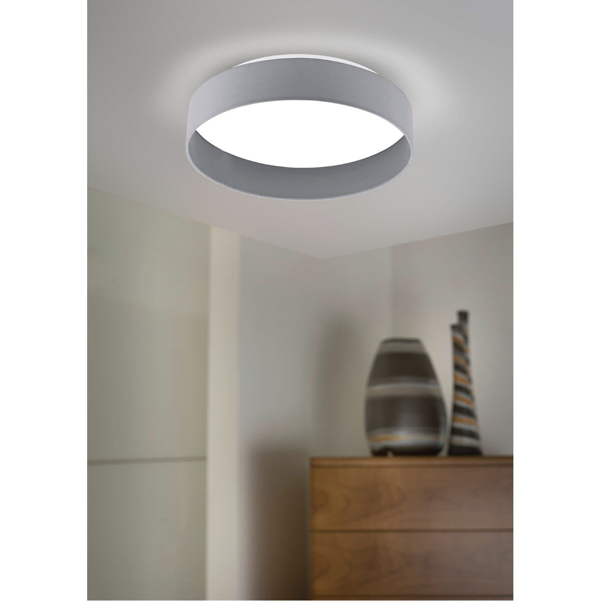 Eglo 93396A Palomaro LED 16 inch Charcoal Grey Flush Mount Ceiling Light