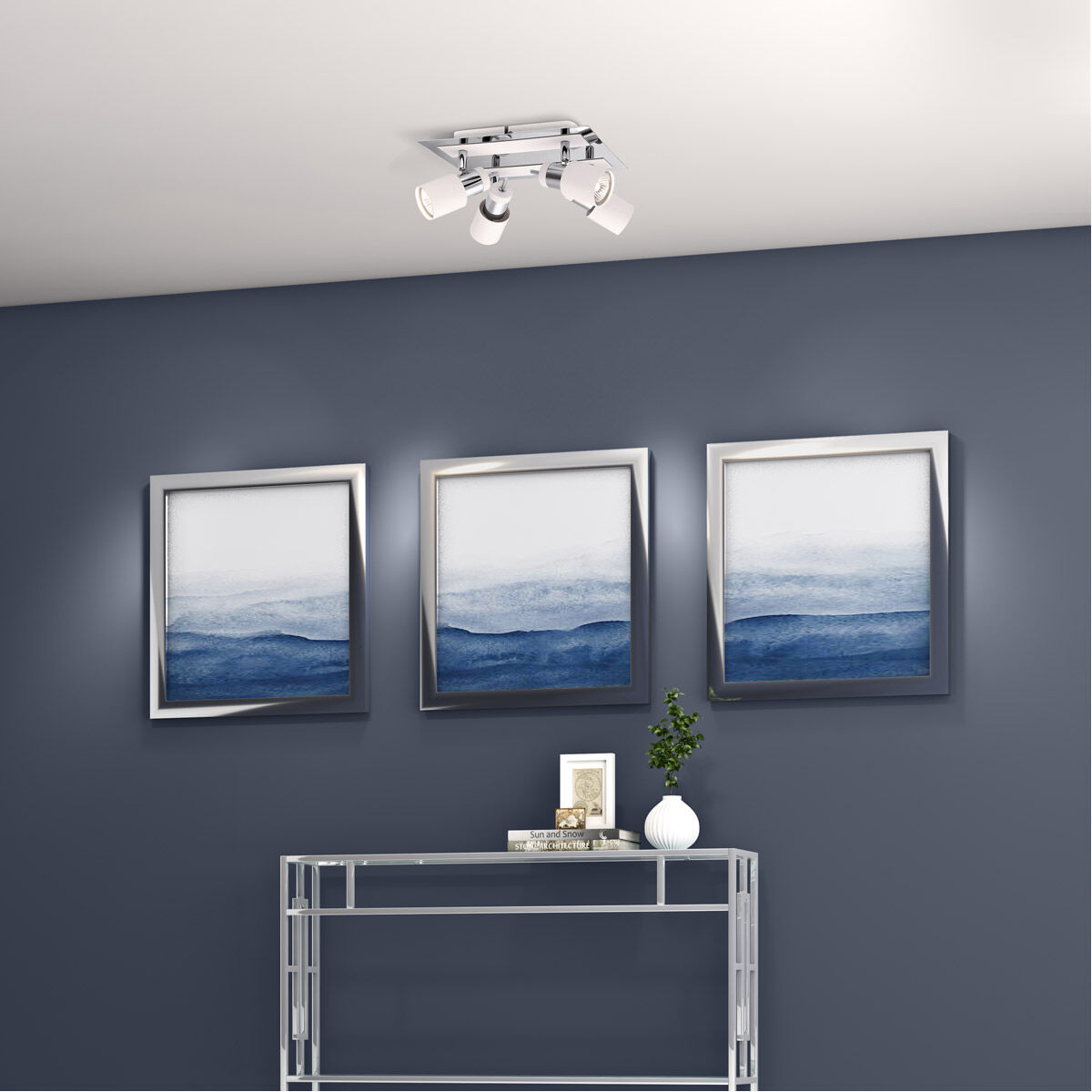 EGLO 照明PUEBLO1 Eglo 200324A Davida 4 Light 9.45 inch Chrome and White Semi