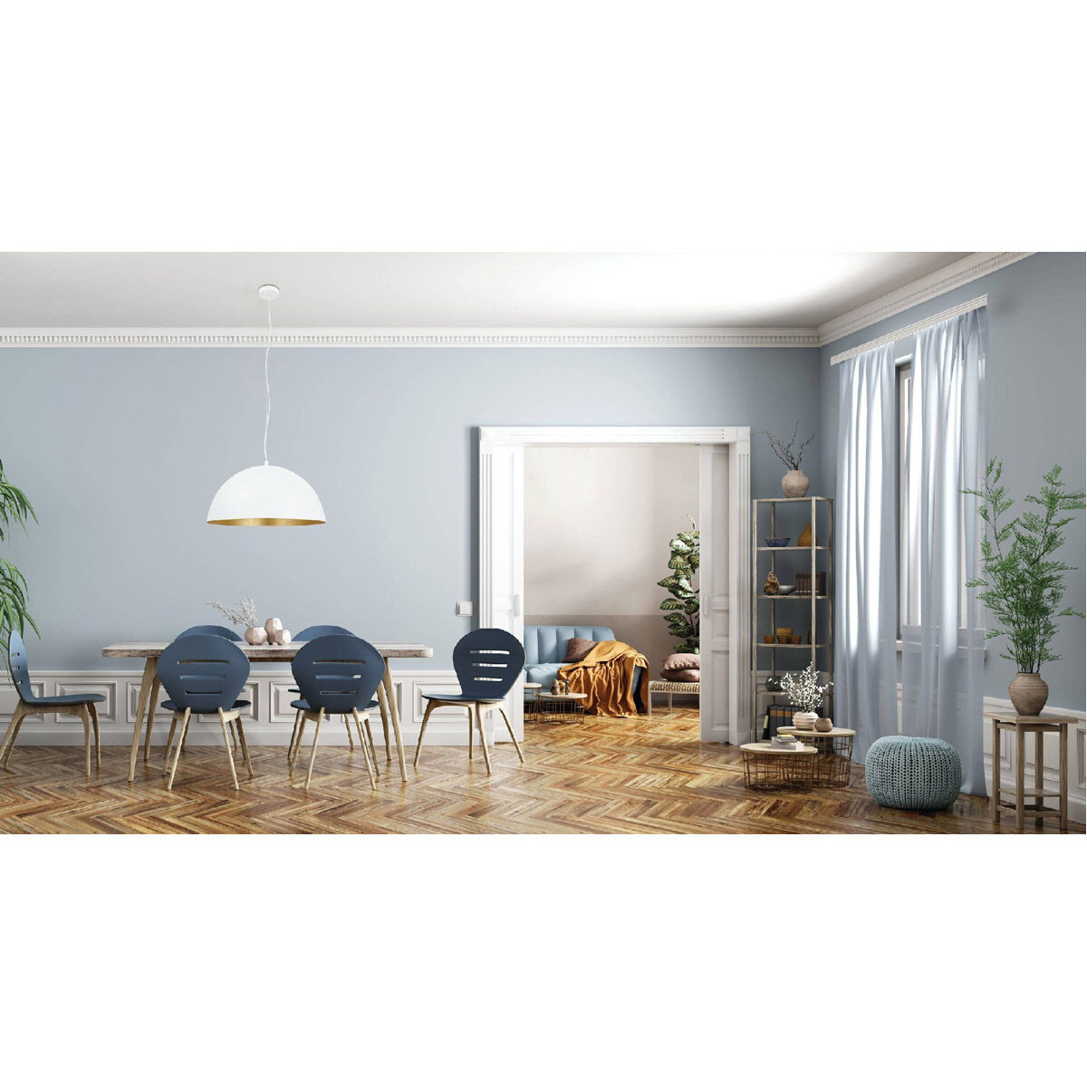 Rafaelino 1 Light 23.62 inch White and Gold Leaf Bowl Pendant Ceiling Light