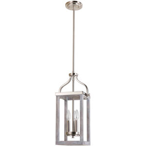 Montrose 3 Light 9 inch Acacia Wood and Brushed Nickel Foyer Pendant Ceiling Light