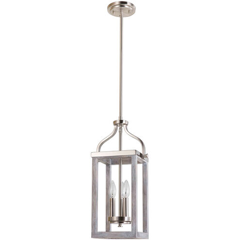 Montrose 3 Light 9 inch Acacia Wood and Brushed Nickel Foyer Pendant Ceiling Light